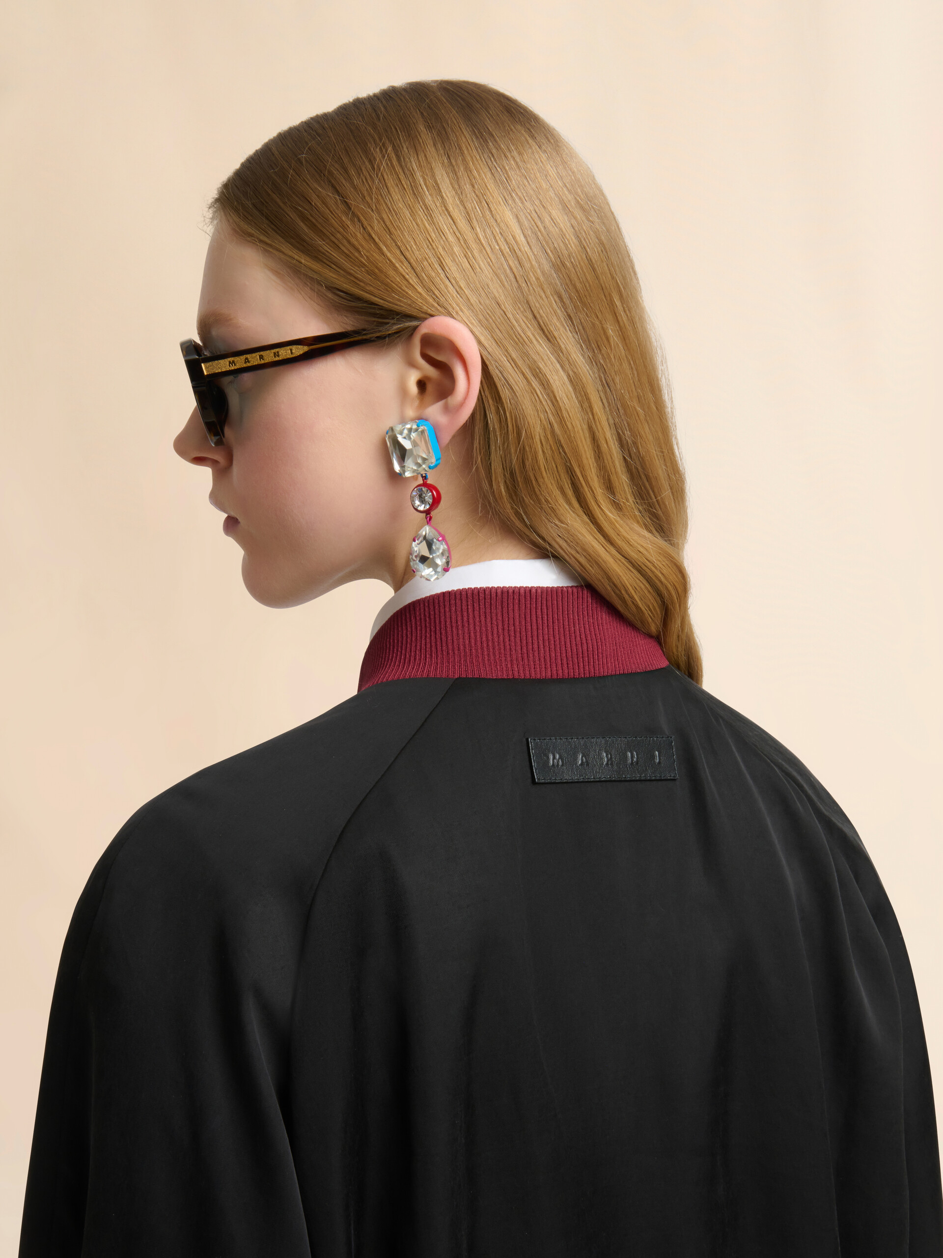 Black satin jacket with sequin flowers - Jackets - Image 5