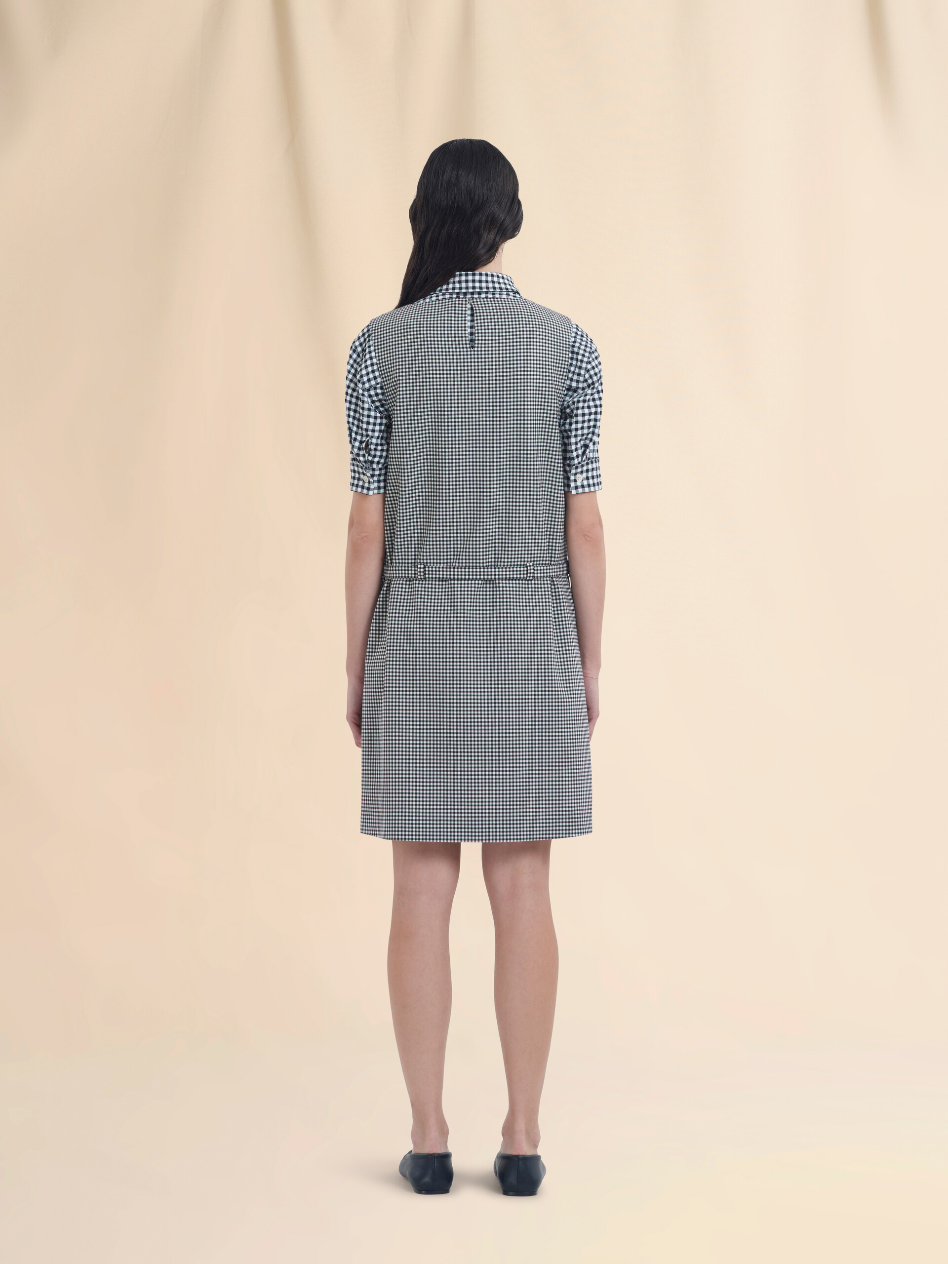슬리브리스 울 블렌드 블랙 & 화이트 체크 드레스 - 드레스 - Image 3