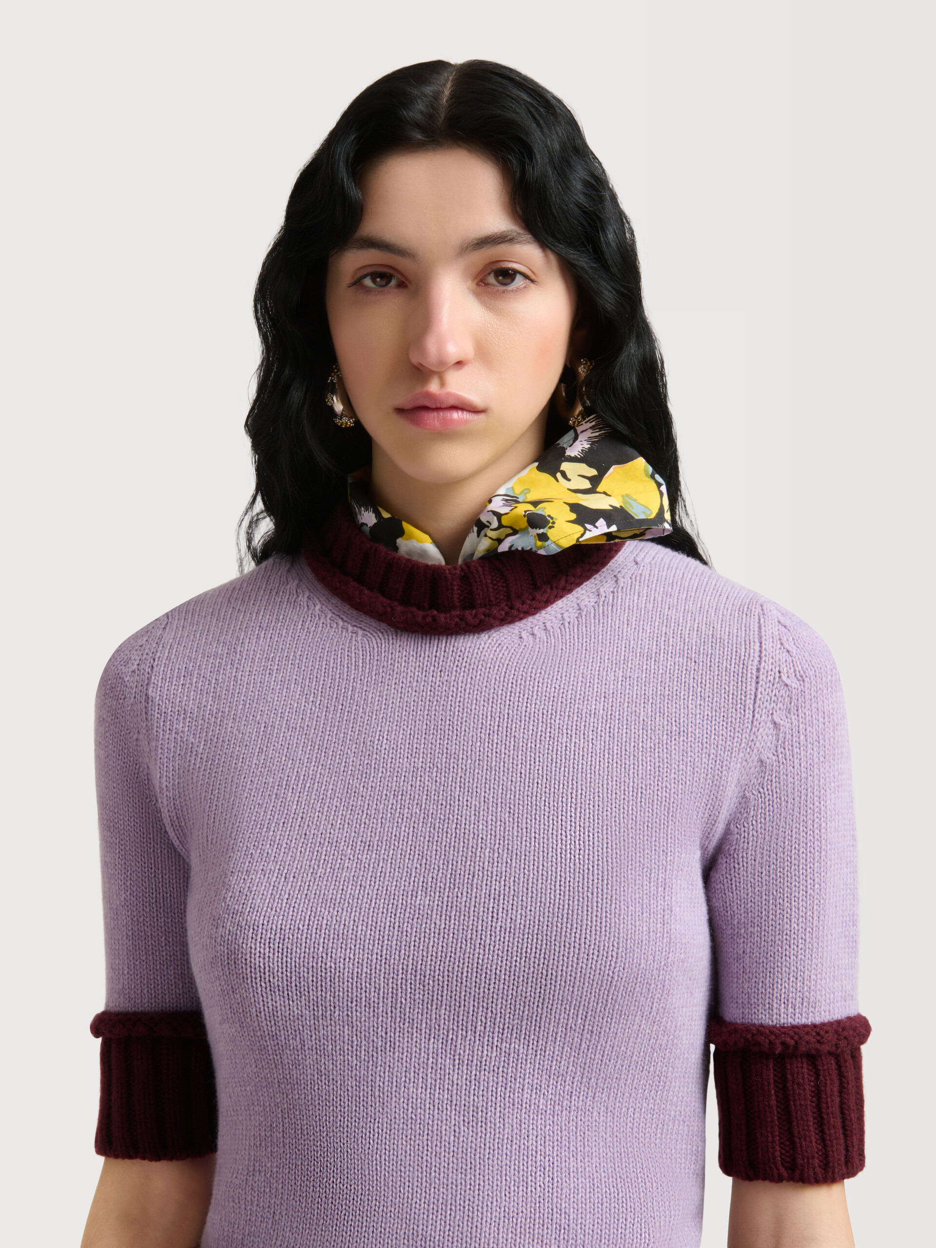 Purple wool blend jumper with contrast trims - Pullovers - Image 5