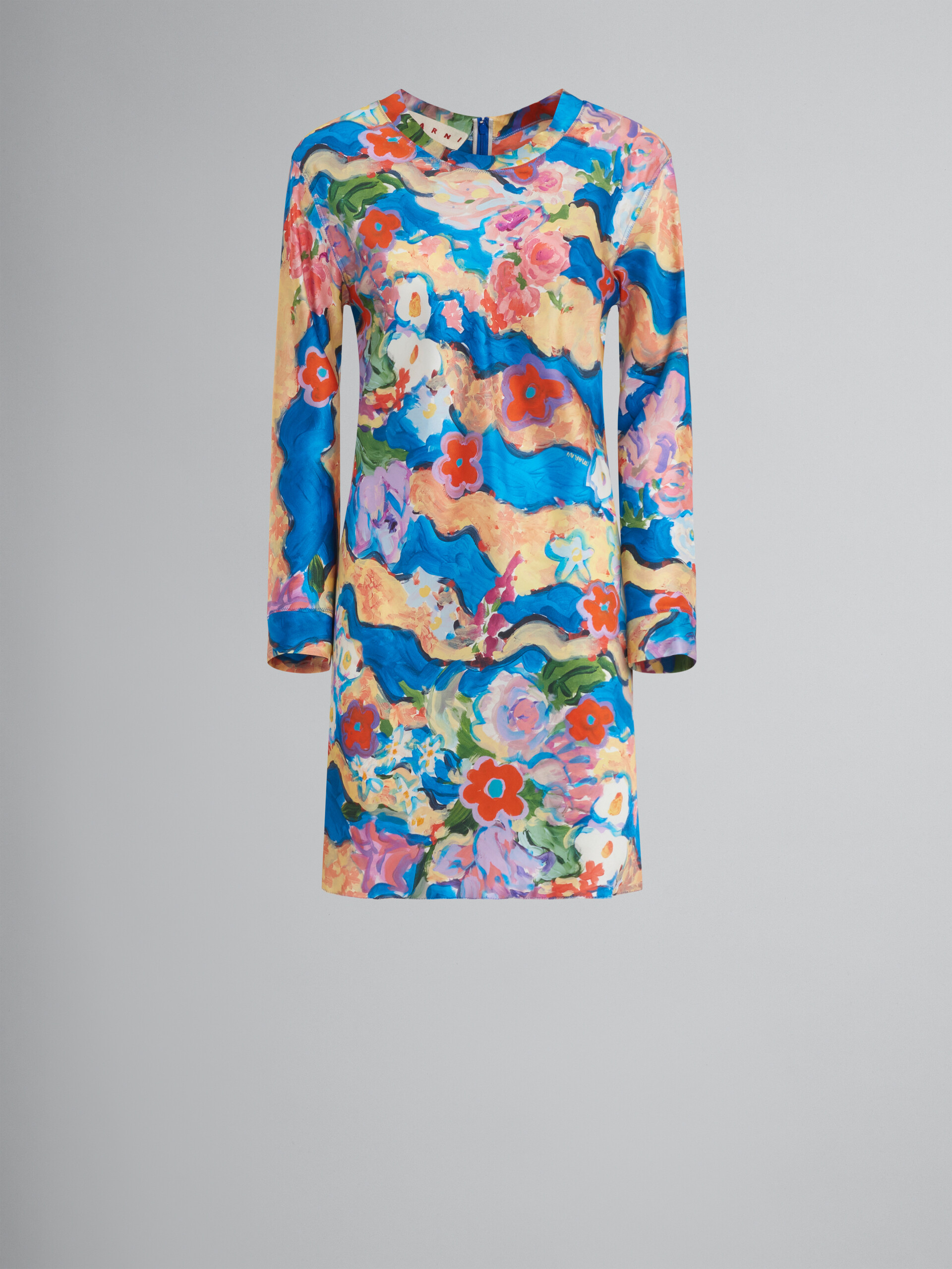 Short printed satin dress - Dresses - Image 1
