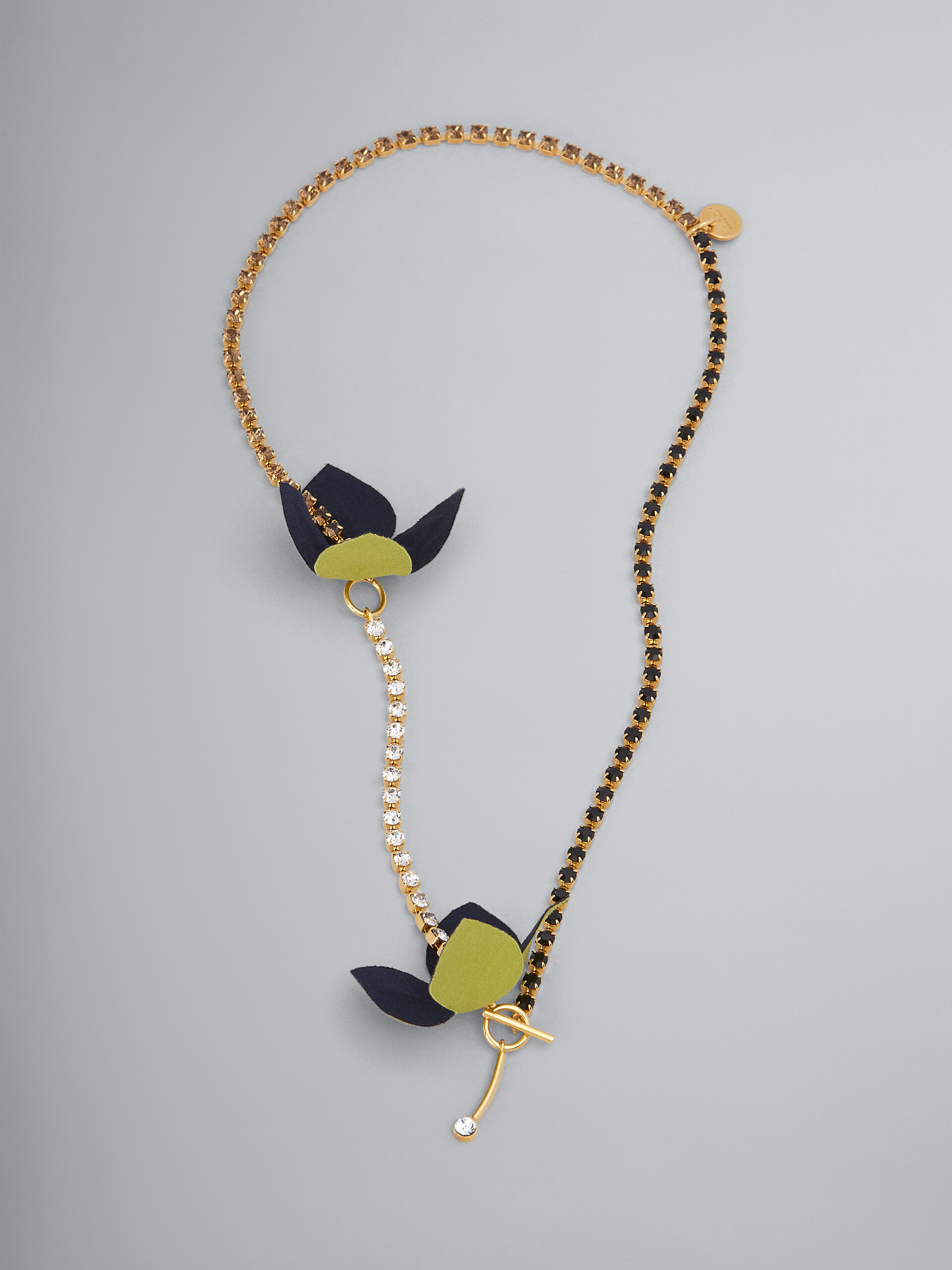 FLORA Halskette aus zweifarbiger Baumwolle und Strasssteinen - Halsketten - Image 1