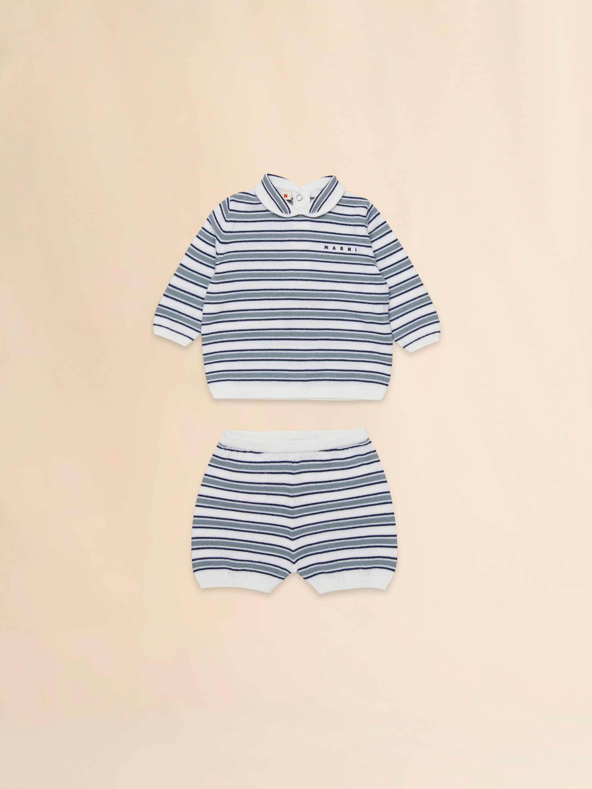 Off-white and blue striped wool co-ord - Pants - Image 1