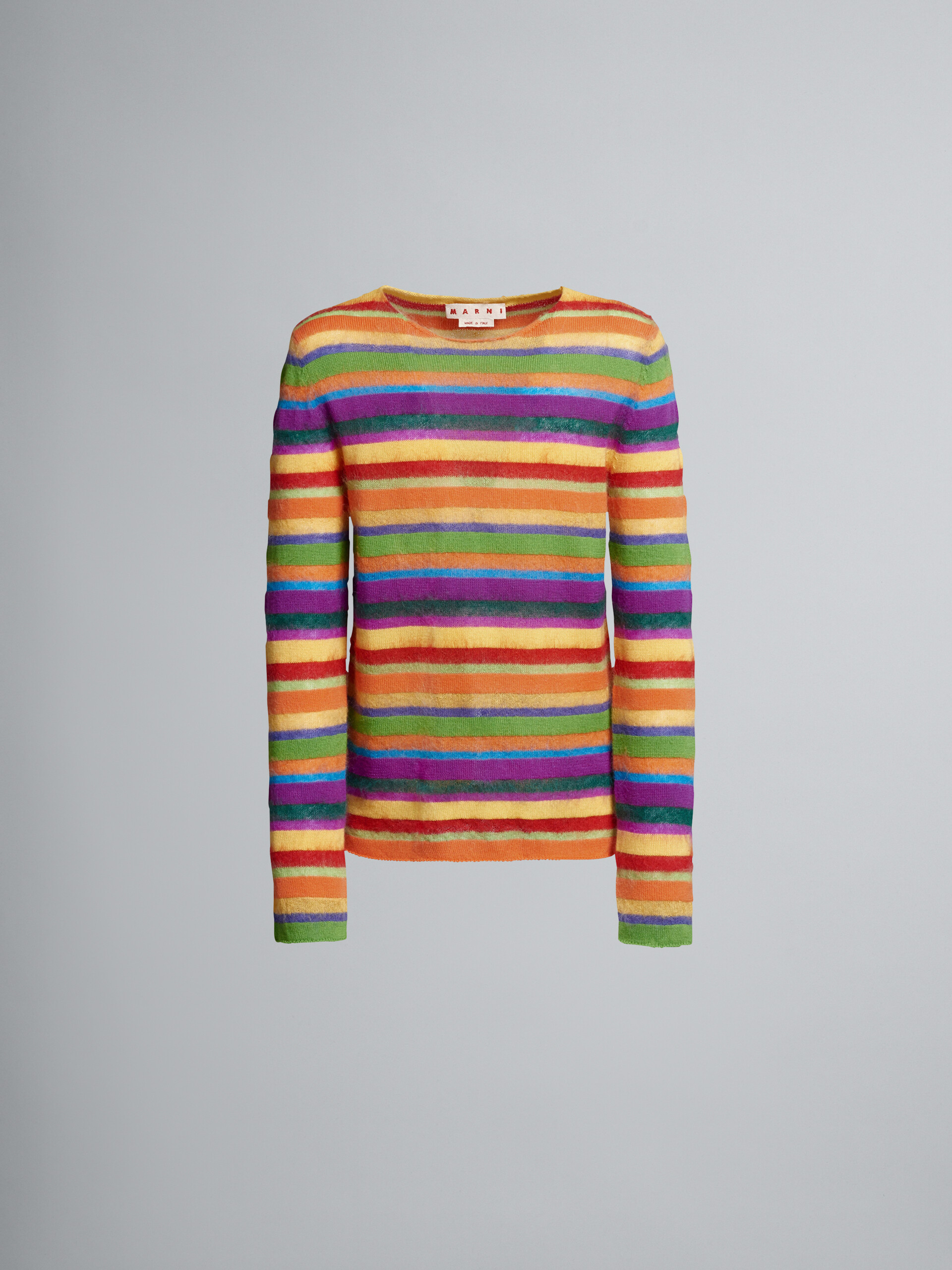 Striped mohair and light wool crewneck sweater - Pullovers - Image 1