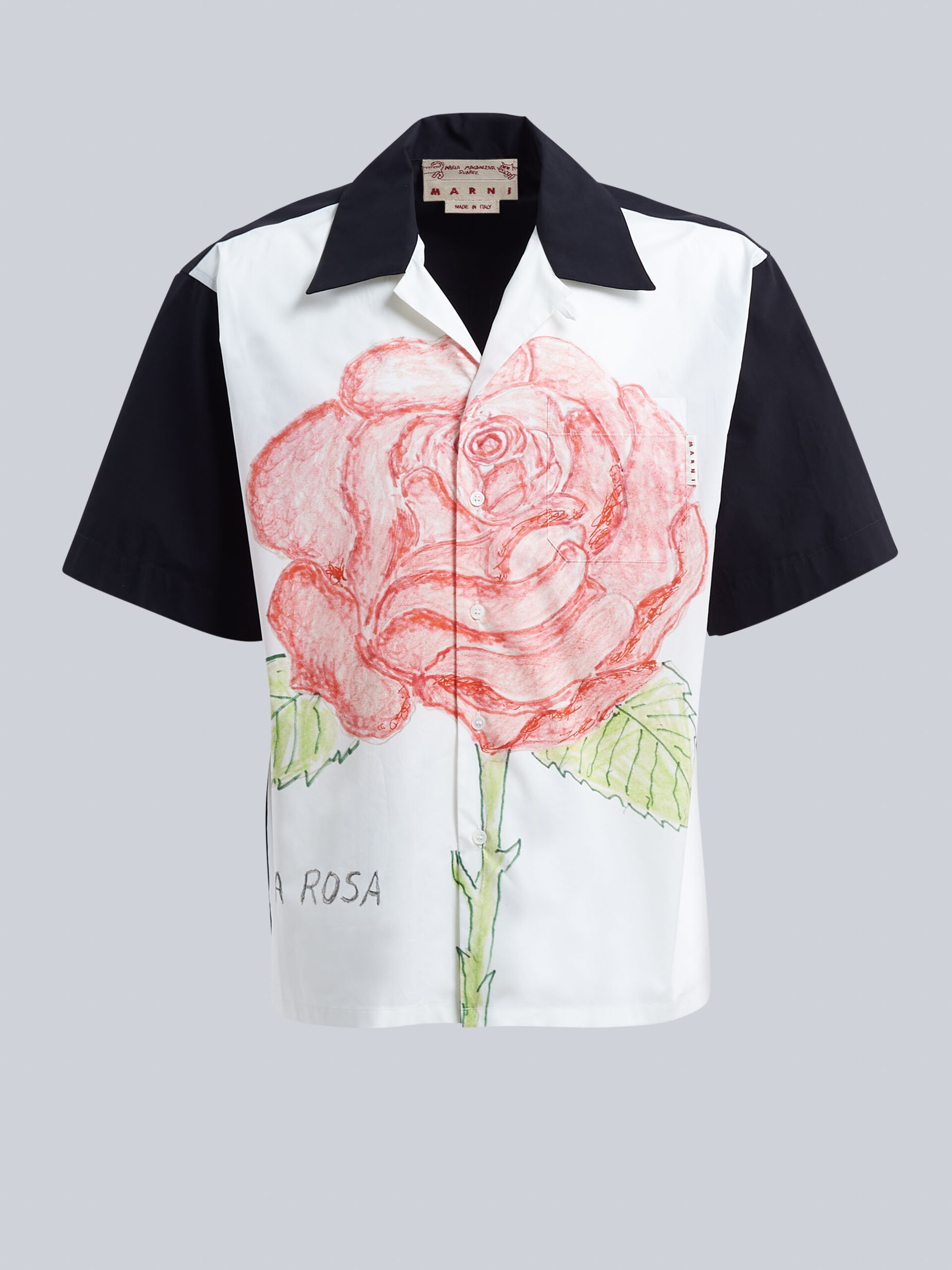 Camisa de bolos de popelina con estampado La Rosa - Camisas - Image 1