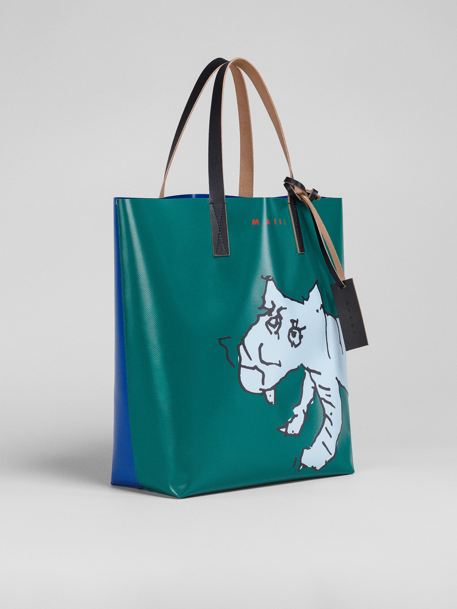 Green and blue TRIBECA bag in Tiger print - Shopping Bags - Image 6