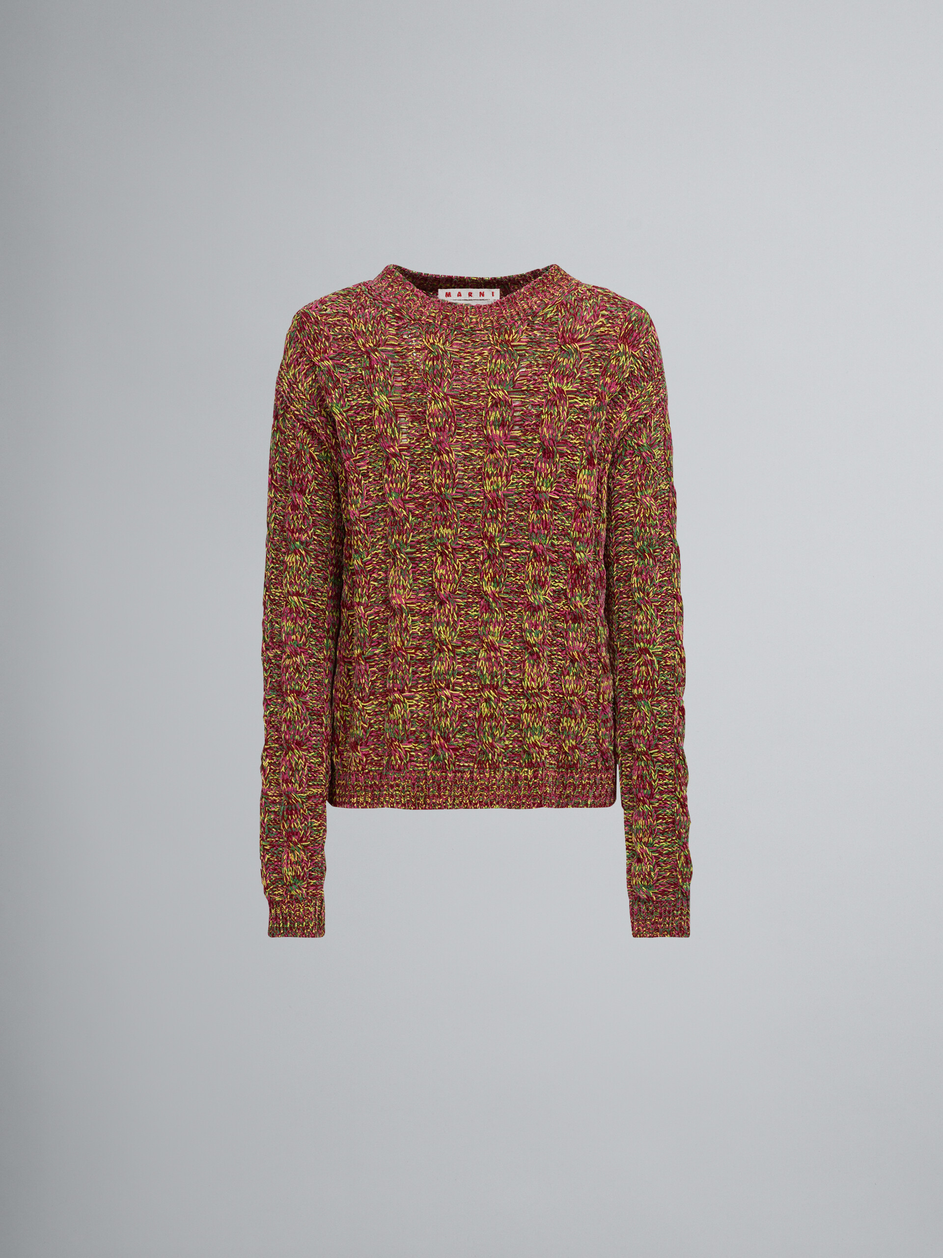 Viscose and cotton chenille crewneck sweater - Pullovers - Image 1