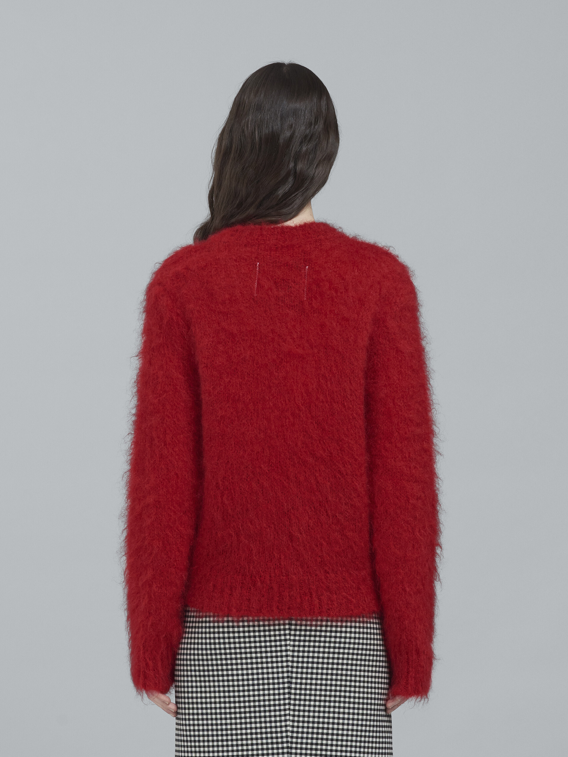 Red mohair and wool crewneck sweater - Pullovers - Image 3