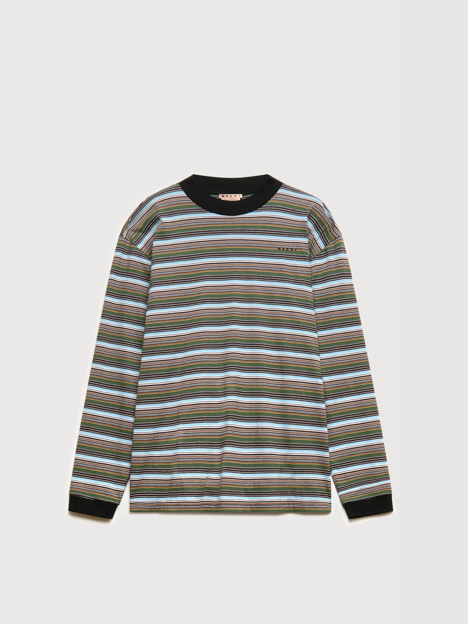 Multicolour striped cotton long-sleeved T-shirt - Shirts - Image 1