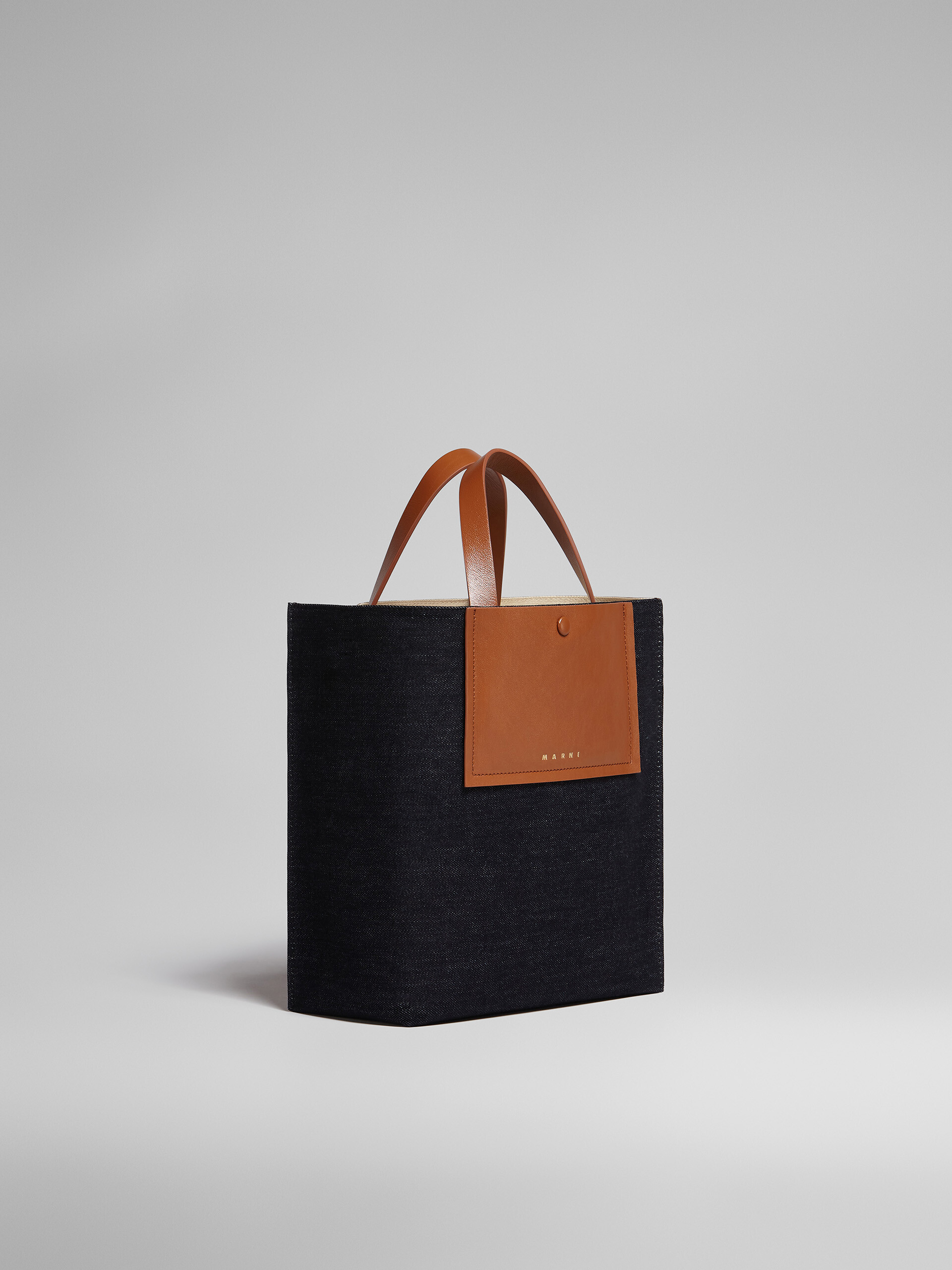 MUSEO SOFT large bag in denim and leather - Shopping Bags - Image 6