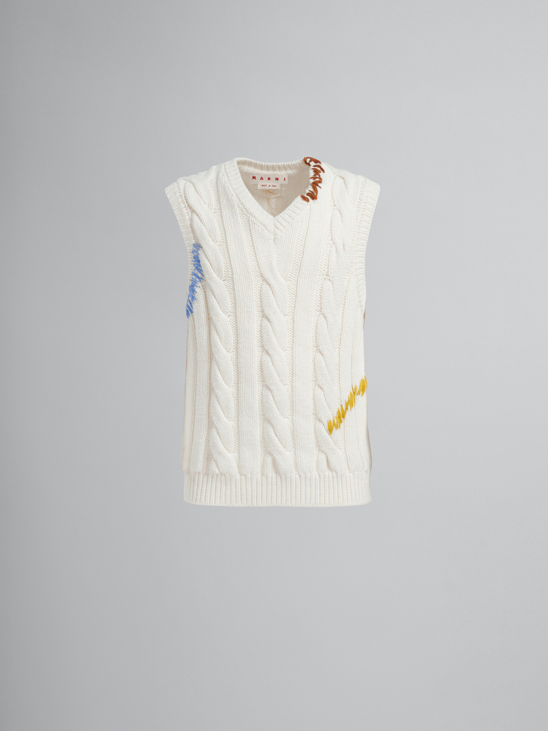 White cable-knit vest - Pullovers - Image 1