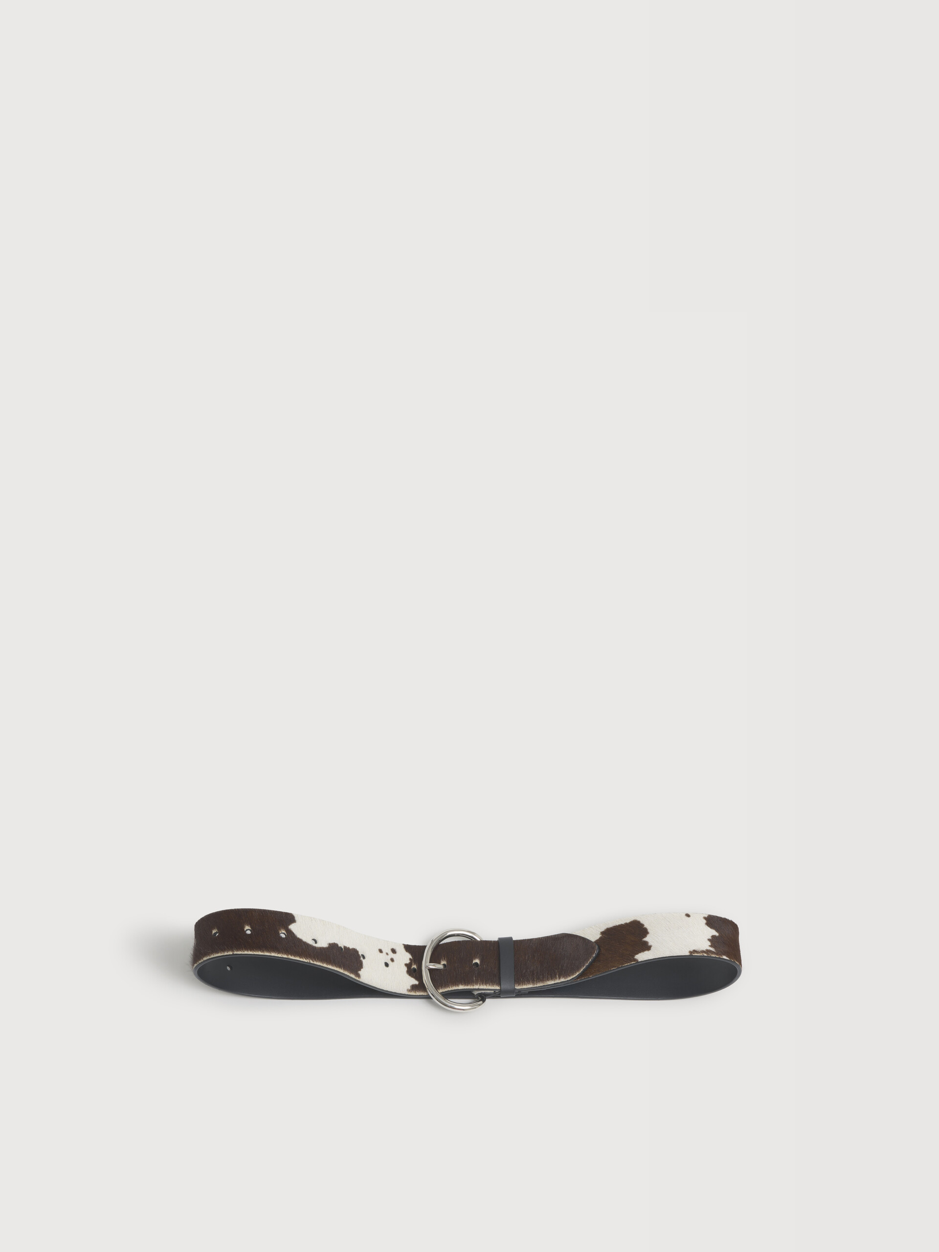 White and brown cow ponyhair belt - Belts - Image 1