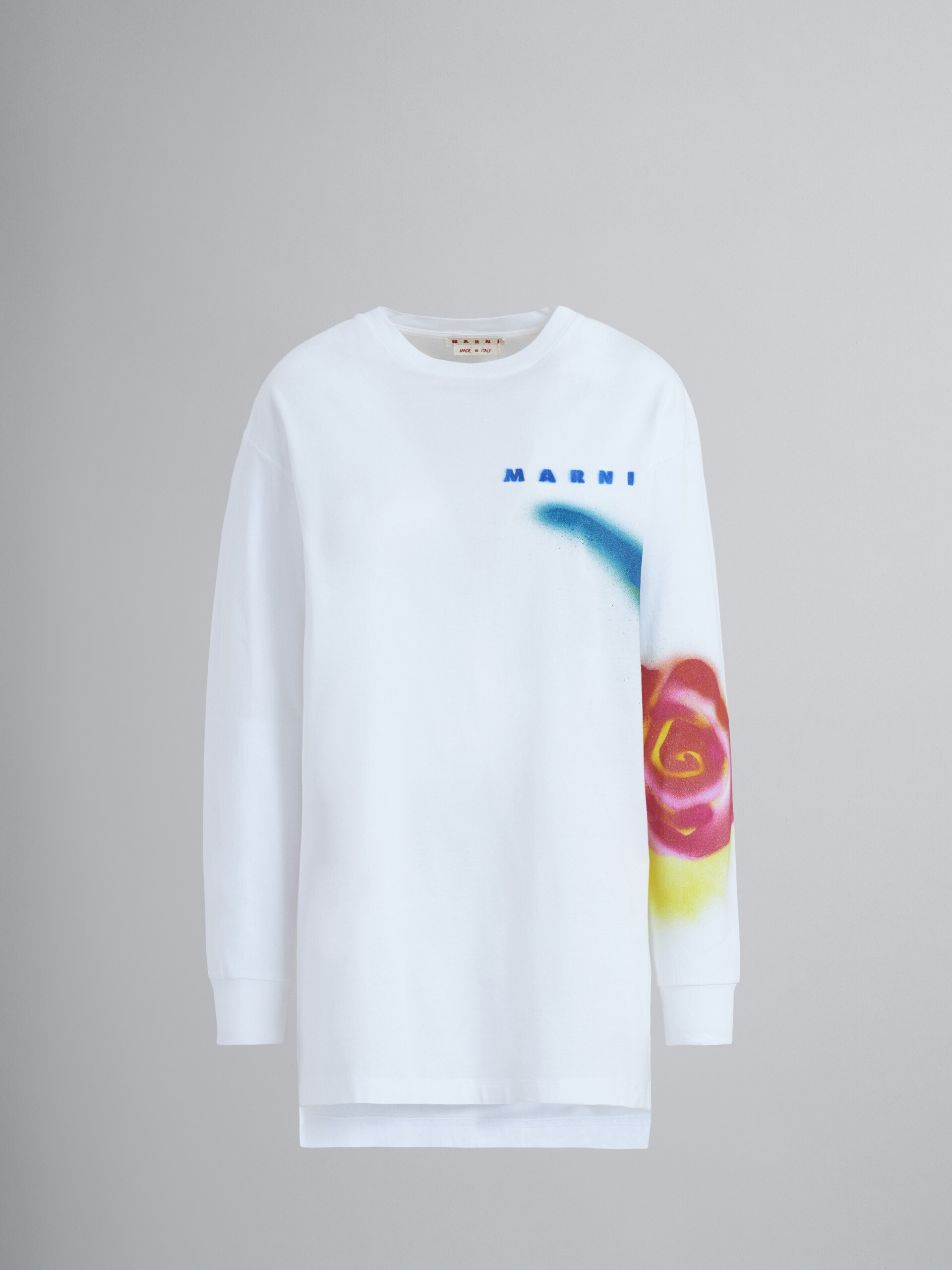 Stencil Flower print cotton jersey long-sleeved T-shirt - T-shirts - Image 1