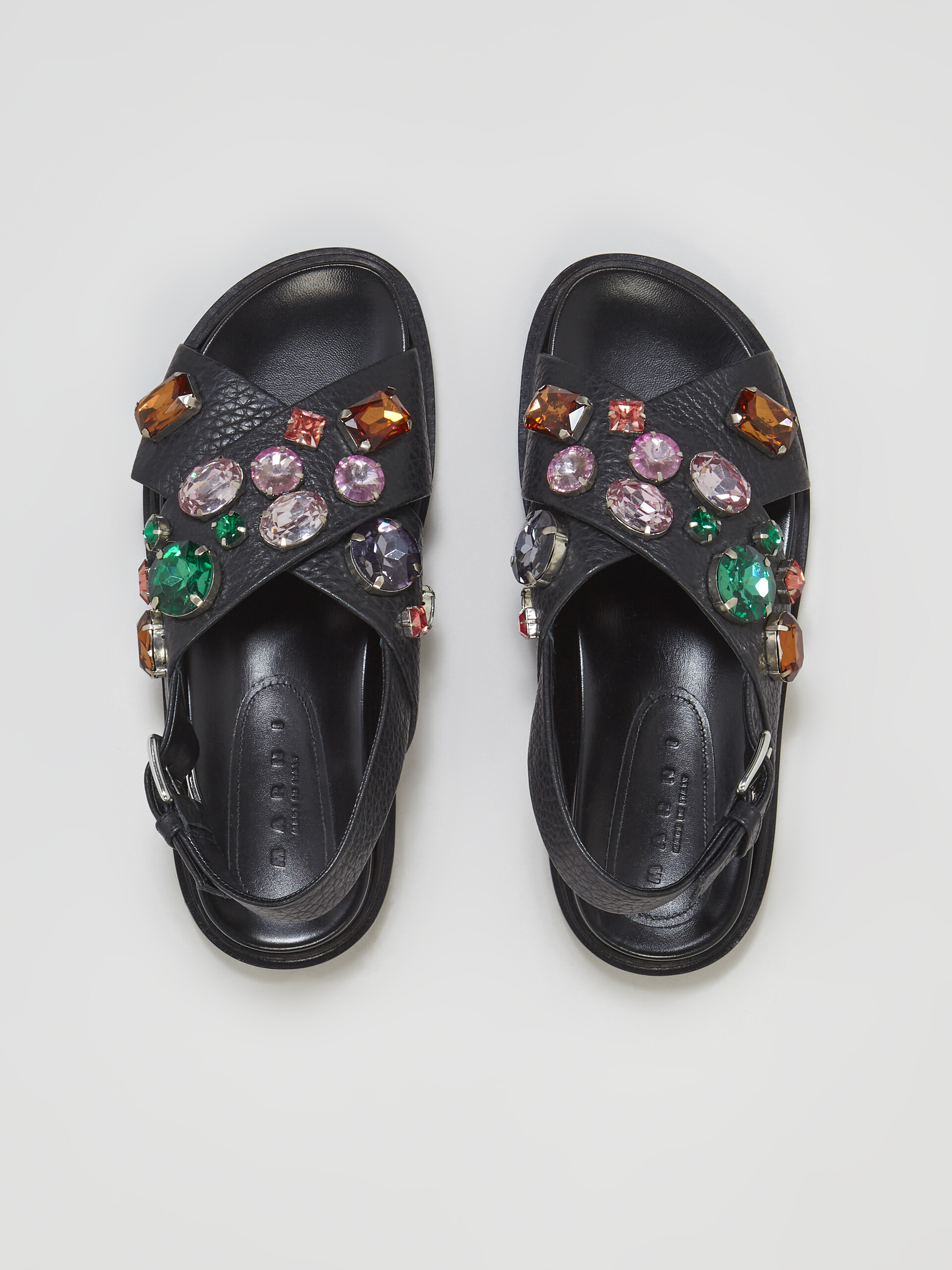 Black leather Fussbett with glass beads - Sandals - Image 4
