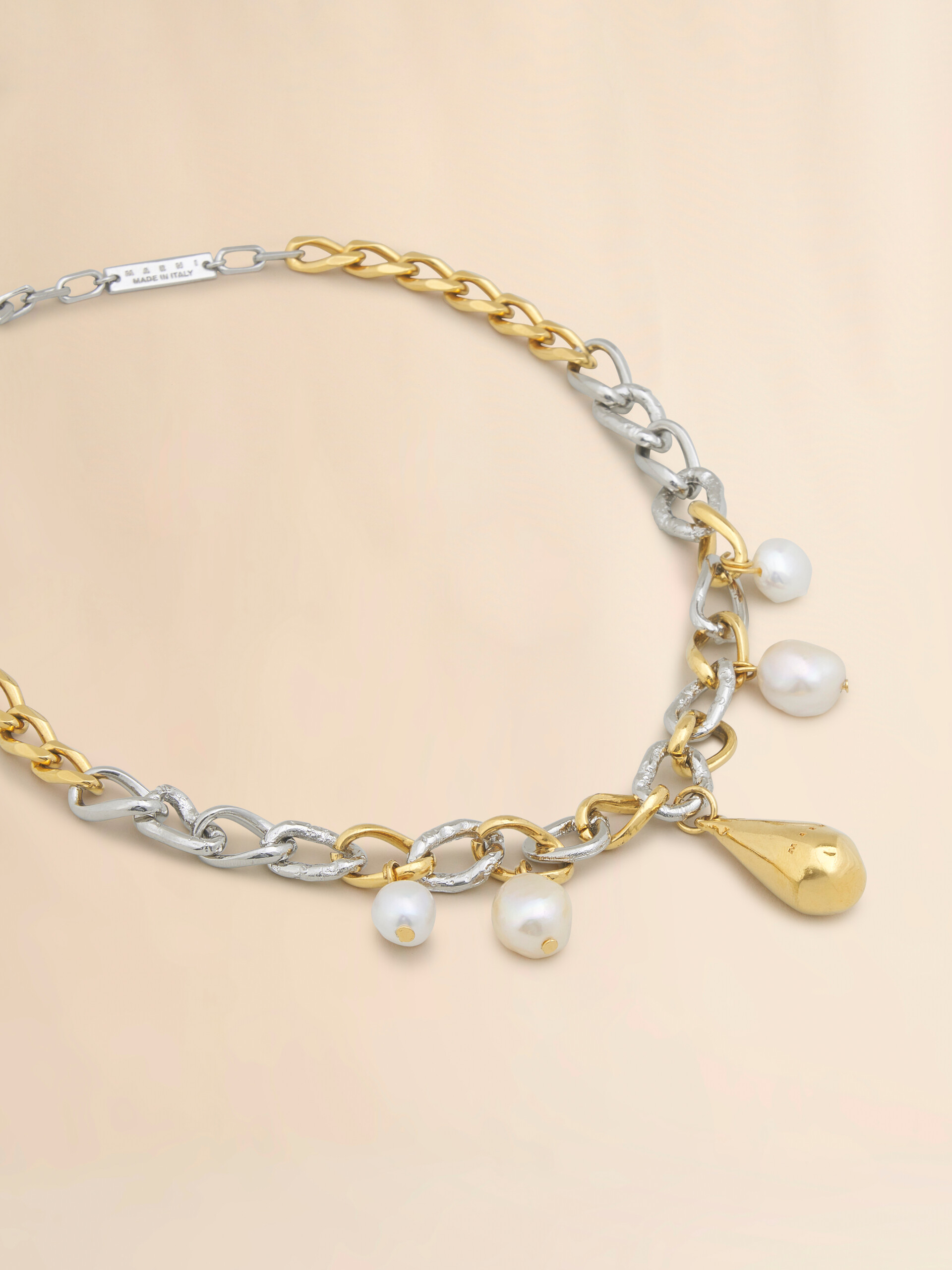 ミックスチェーンネックレス、パール付き - ネックレス - Image 3