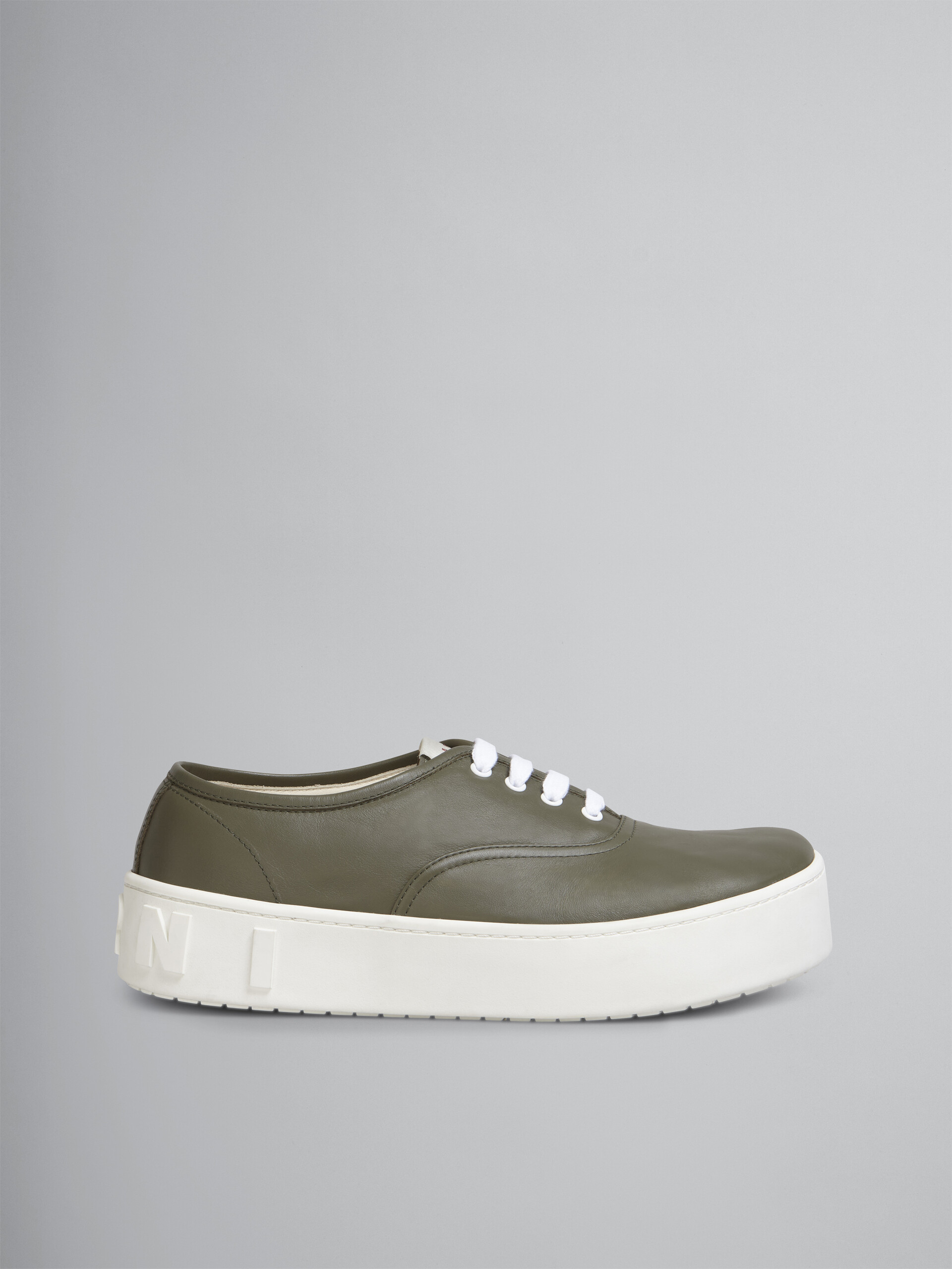 Green leather sneaker with maxi logo - Sneakers - Image 1
