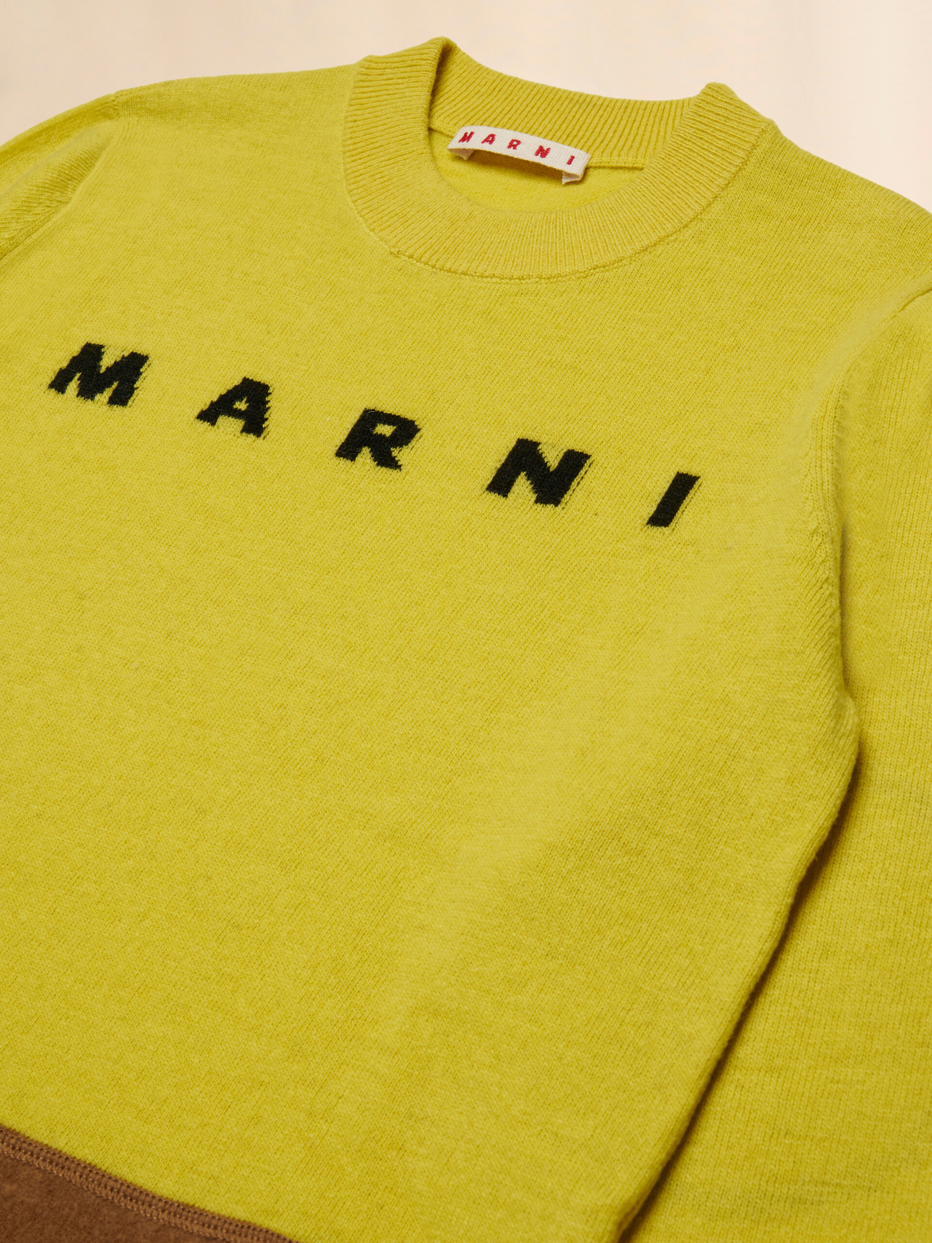 Yellow wool-nylon sweater with contrast hem - Knitwear - Image 3