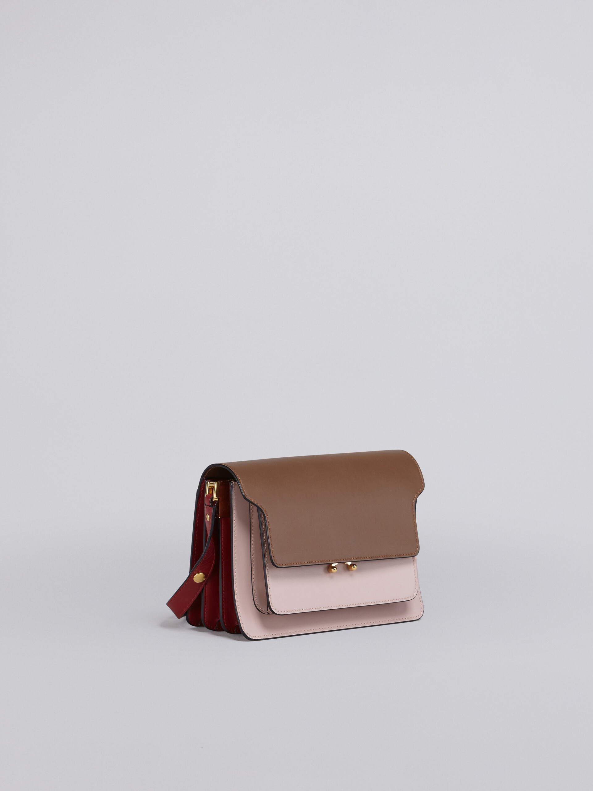 TRUNK medium bag in brown pink and red leather