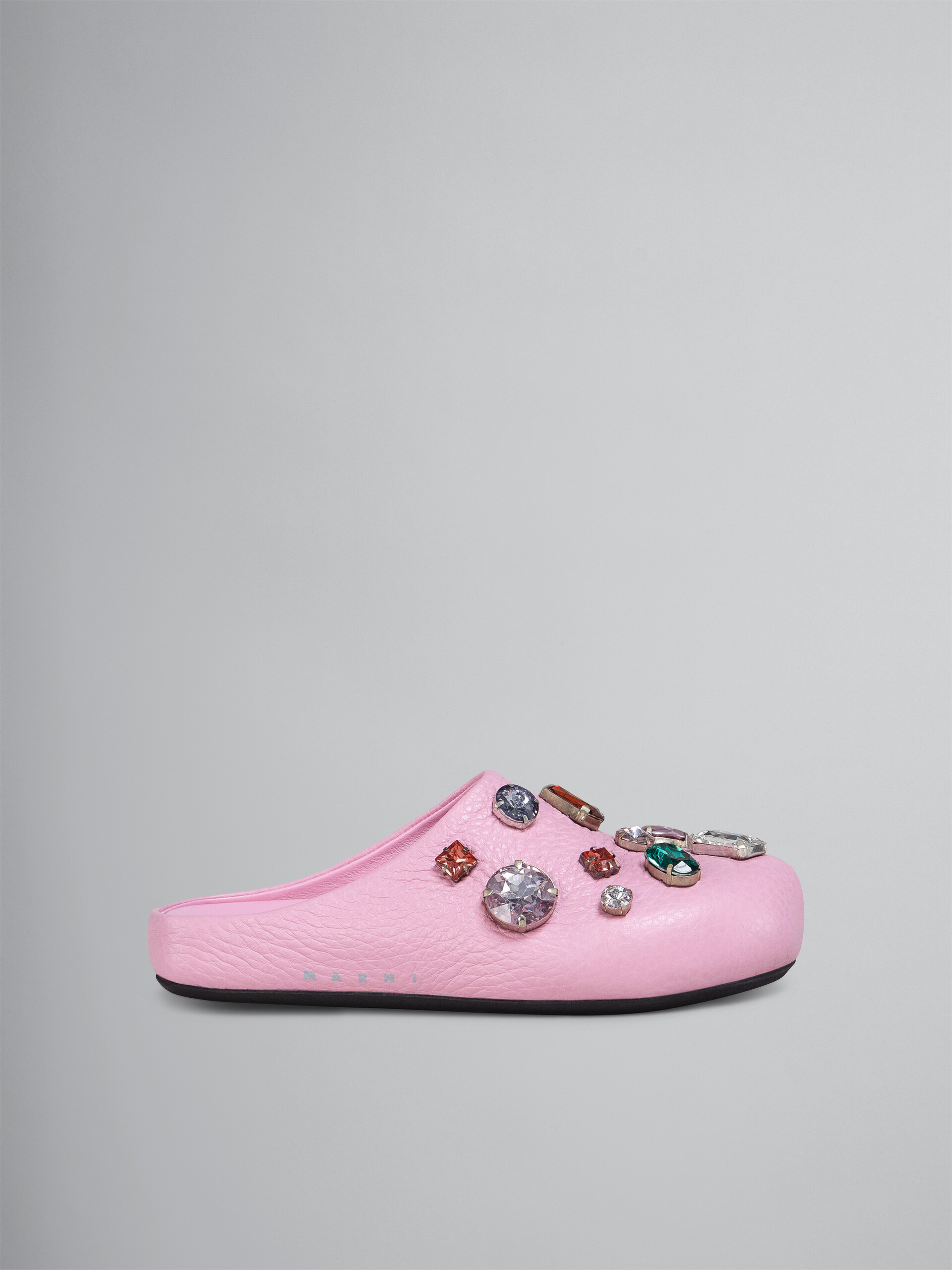 Pink leather Fussbett sabot with glass beads - Clogs - Image 1