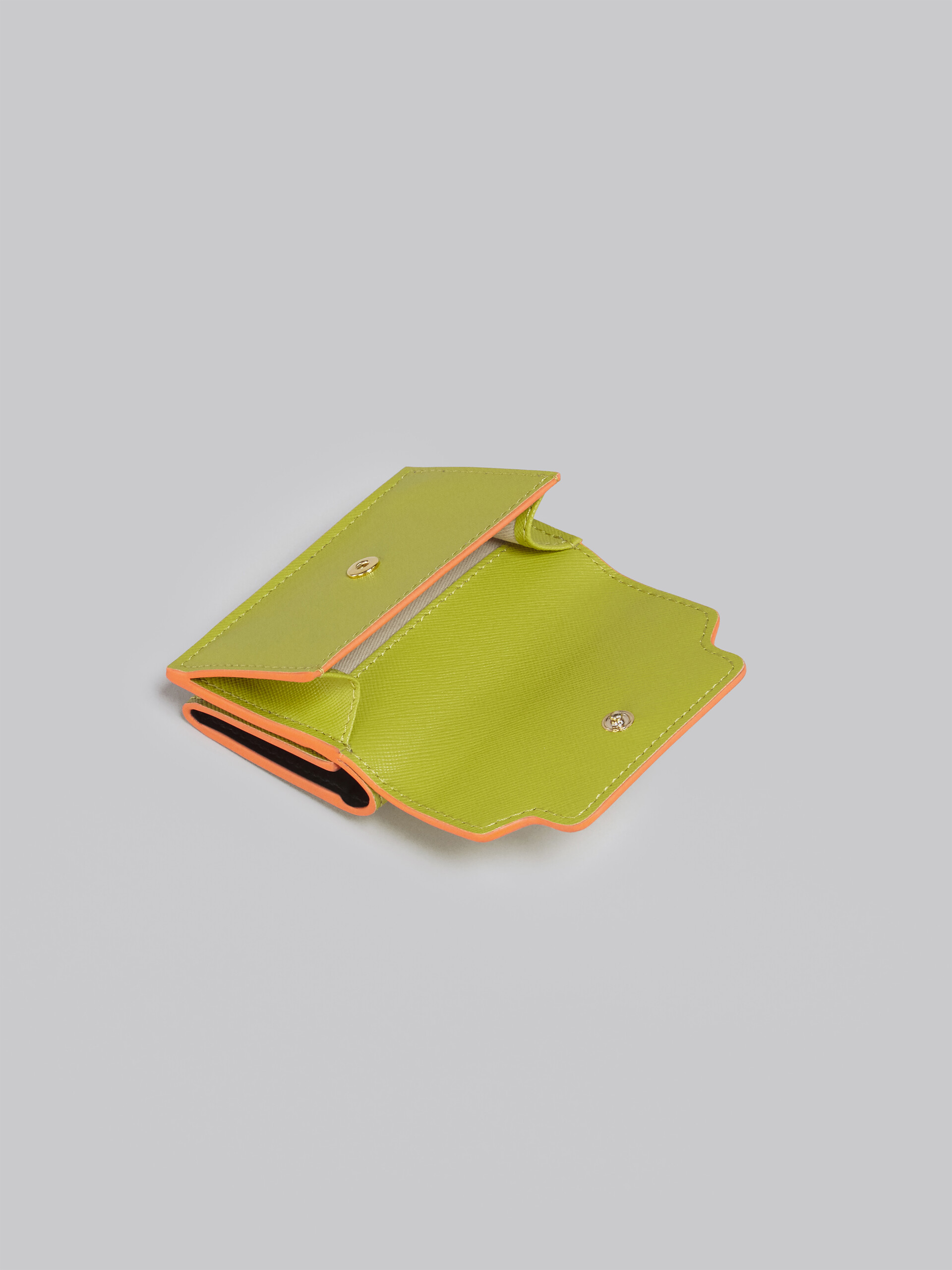 Green saffiano leather tri-fold wallet - Wallets - Image 5