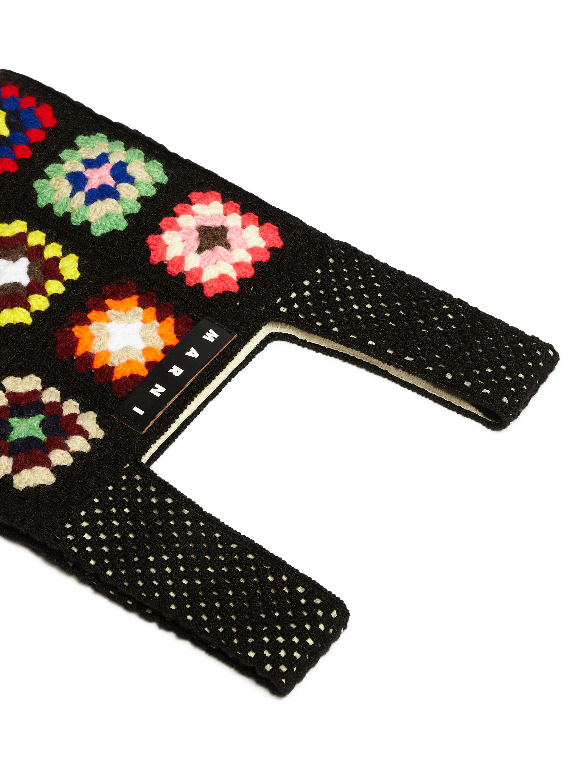 Black crochet polyester MARNI MARKET bag - Bags - Image 4