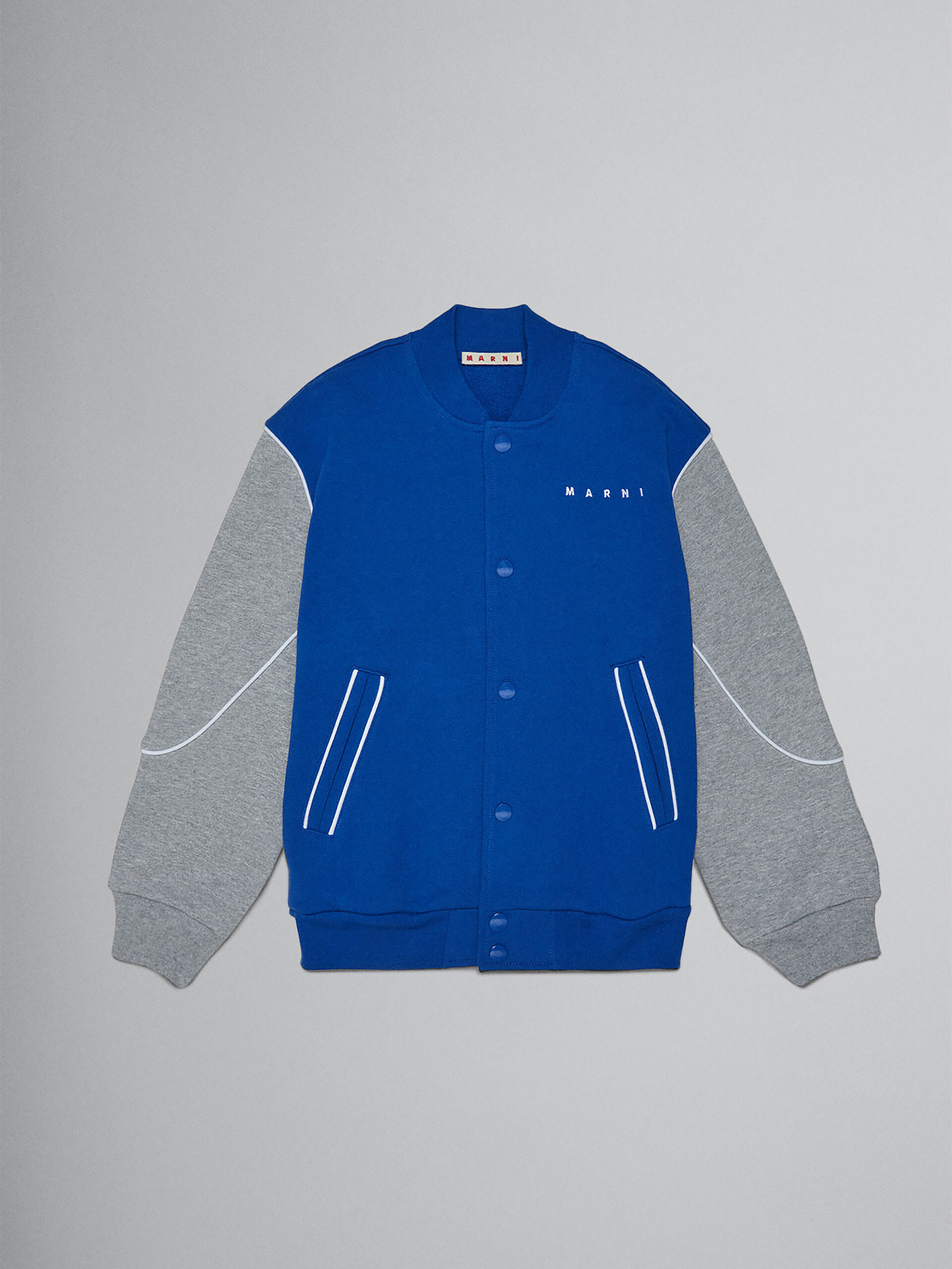 Blue fleece bomber jacket with logo on the back - Sweaters - Image 1
