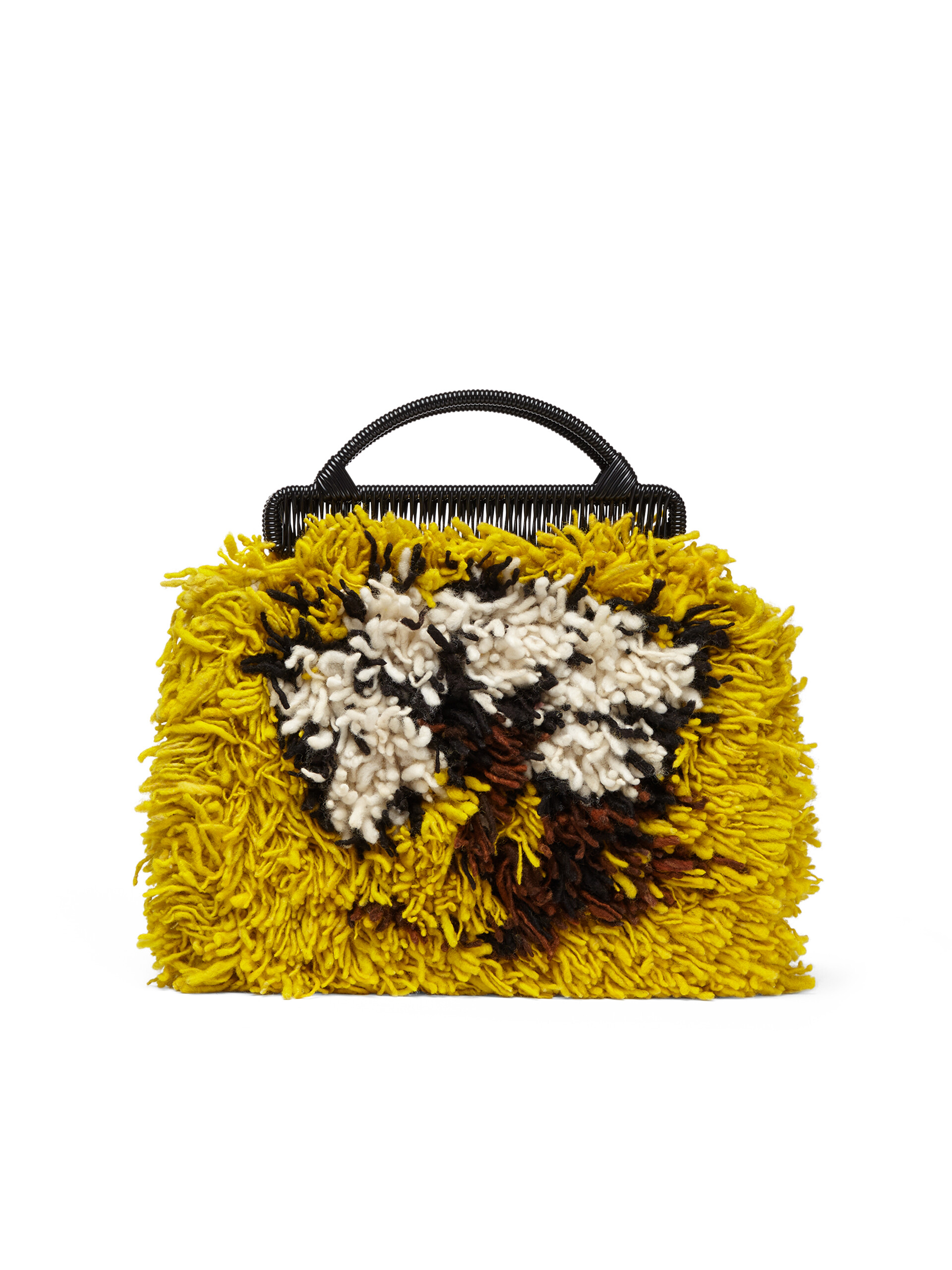 MARNI MARKET multicoloured frame bag in yellow brown and white long wool - Furniture - Image 3