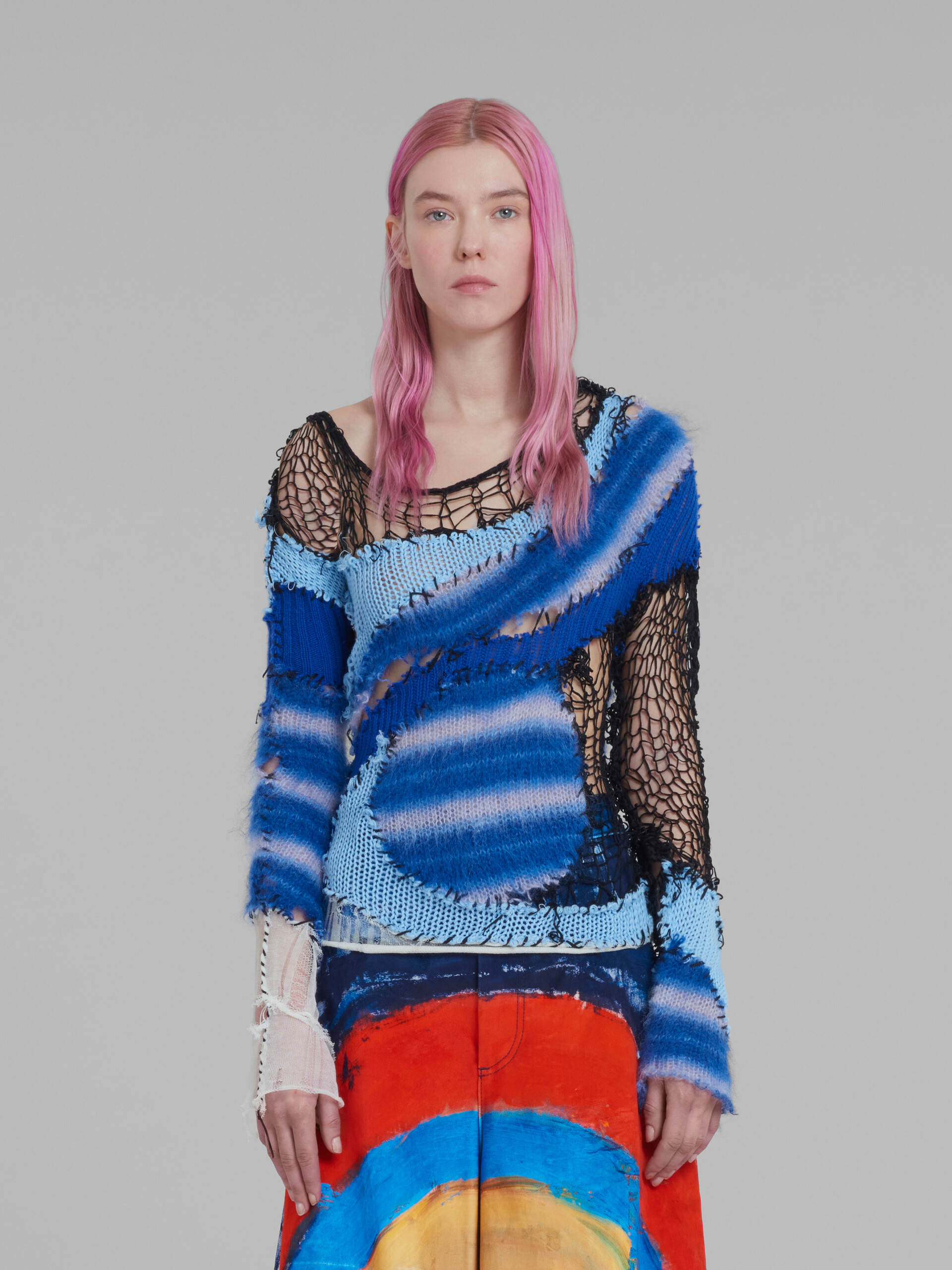 Blue mohair patchwork jumper - Pullovers - Image 2