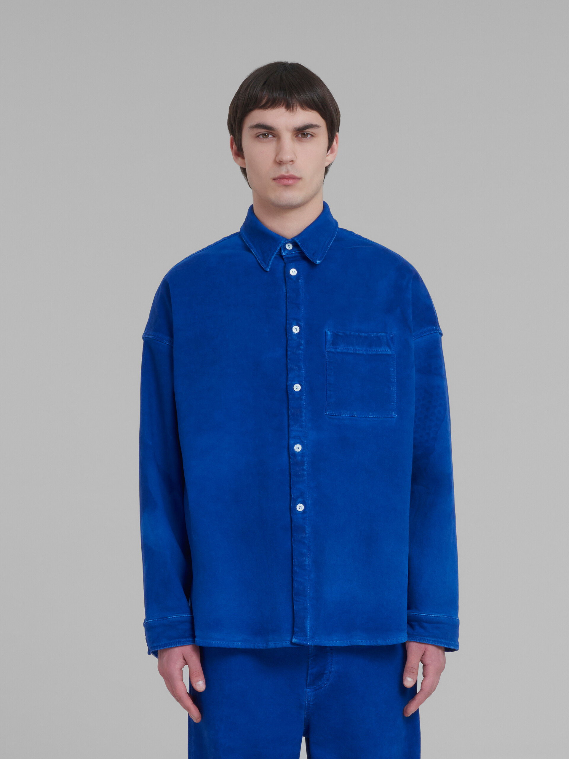 Blue stretch-denim shirt - Shirts - Image 2