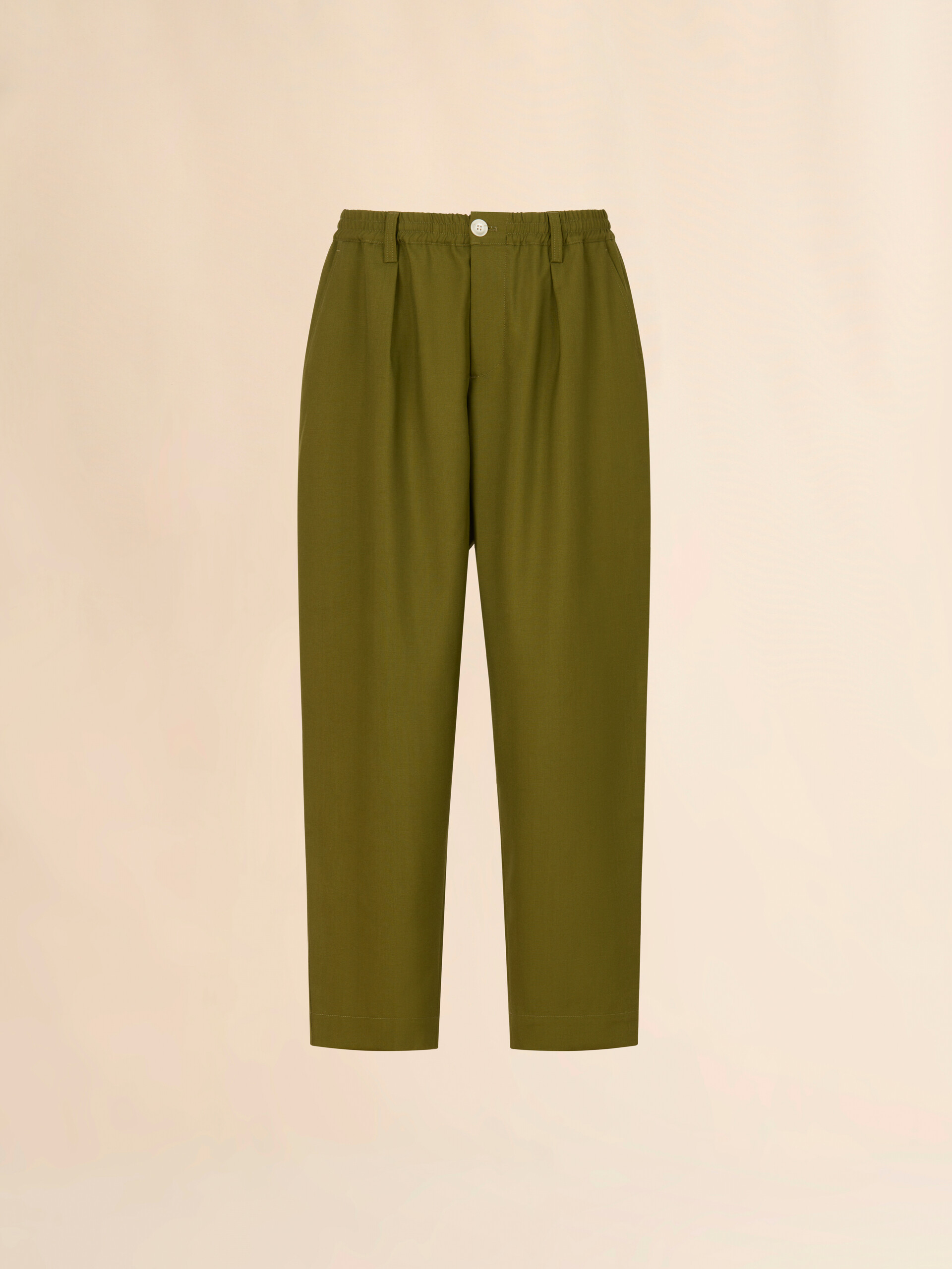 グリーン トロピカルウール製ルーズパンツ - パンツ - Image 1