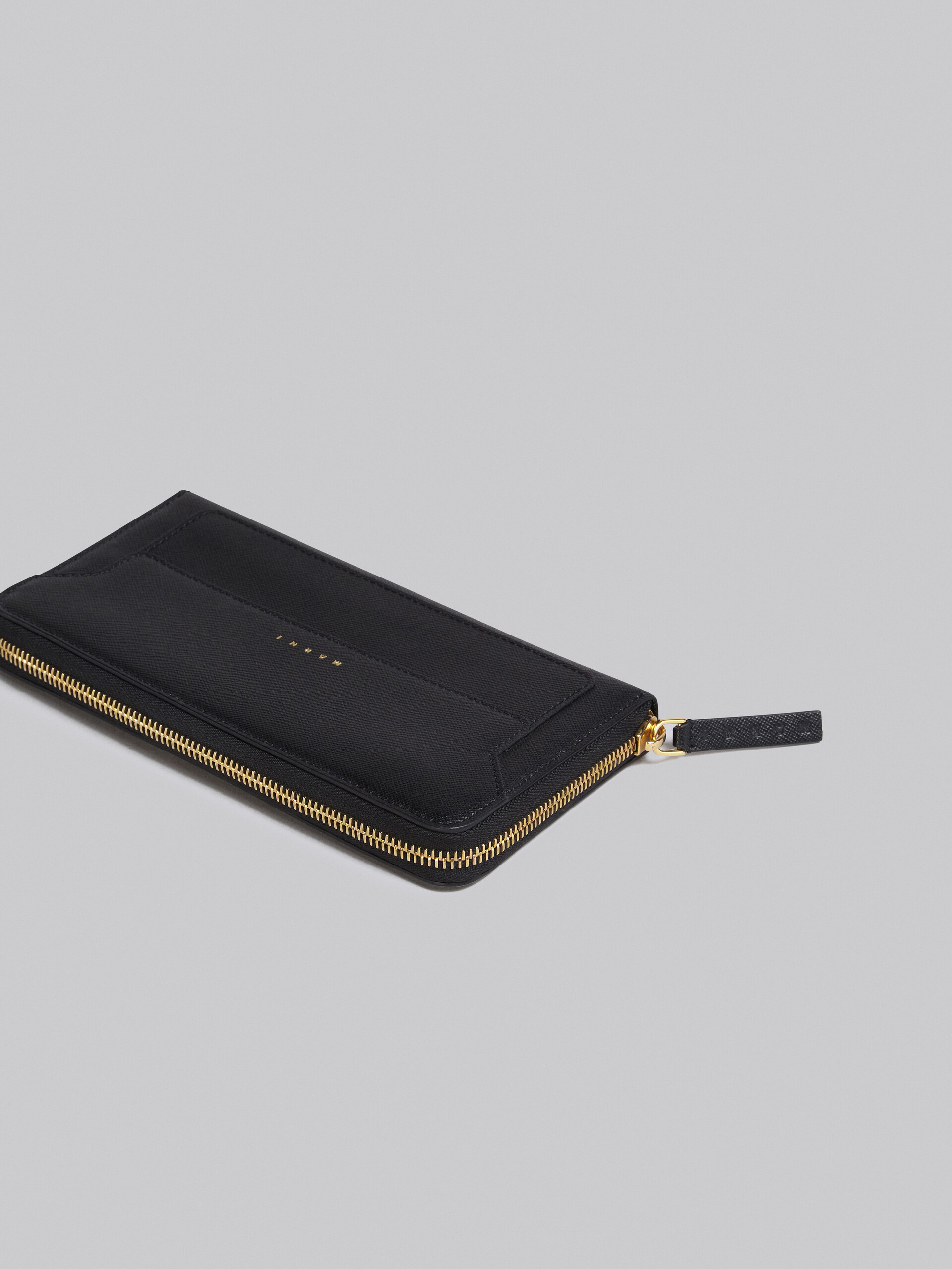 Schwarze Brieftasche aus Saffiano-Leder mit Rundum-Reißverschluss - Brieftaschen - Image 4