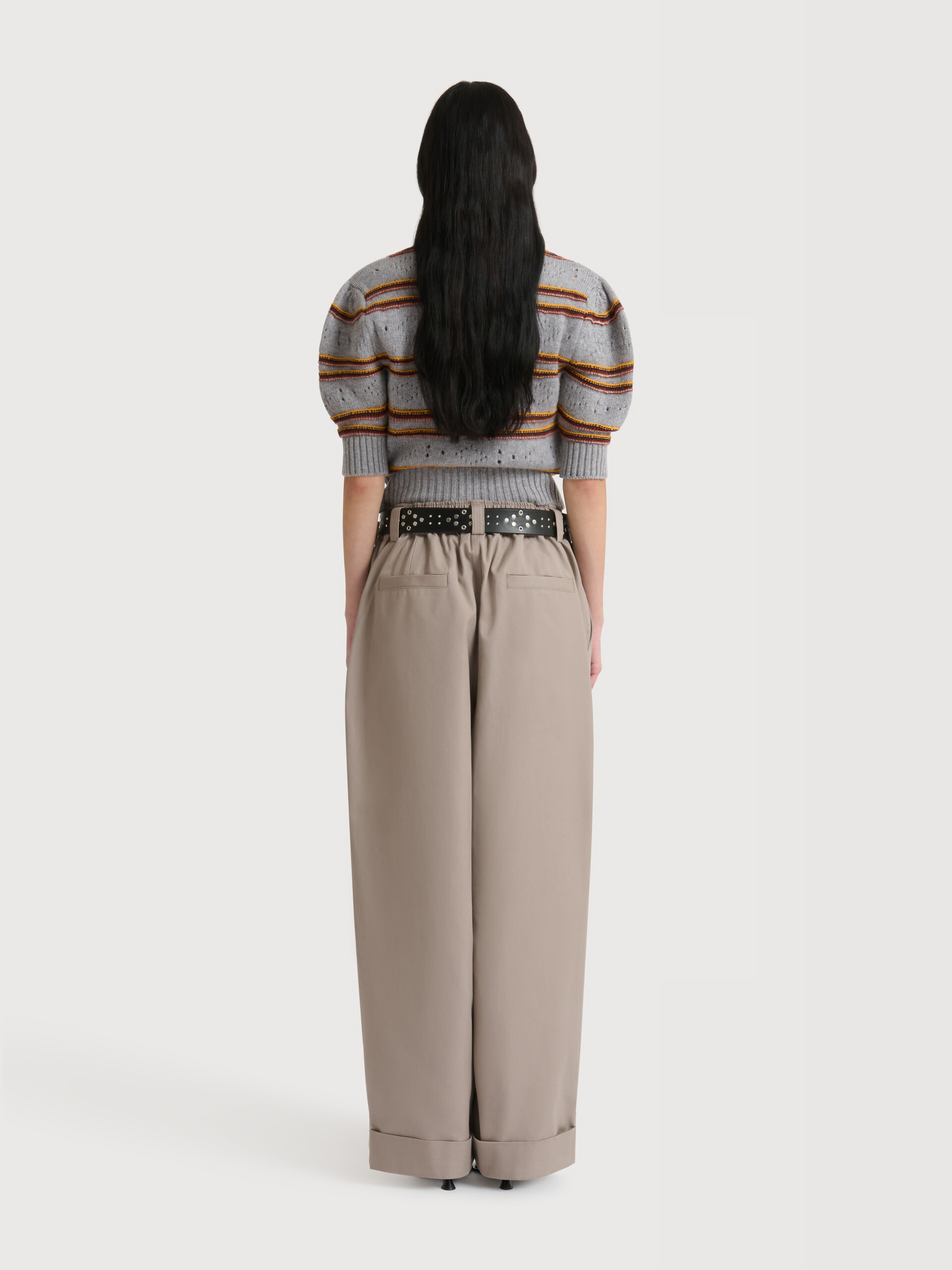 Grey canvas trousers with pleats - Pants - Image 4