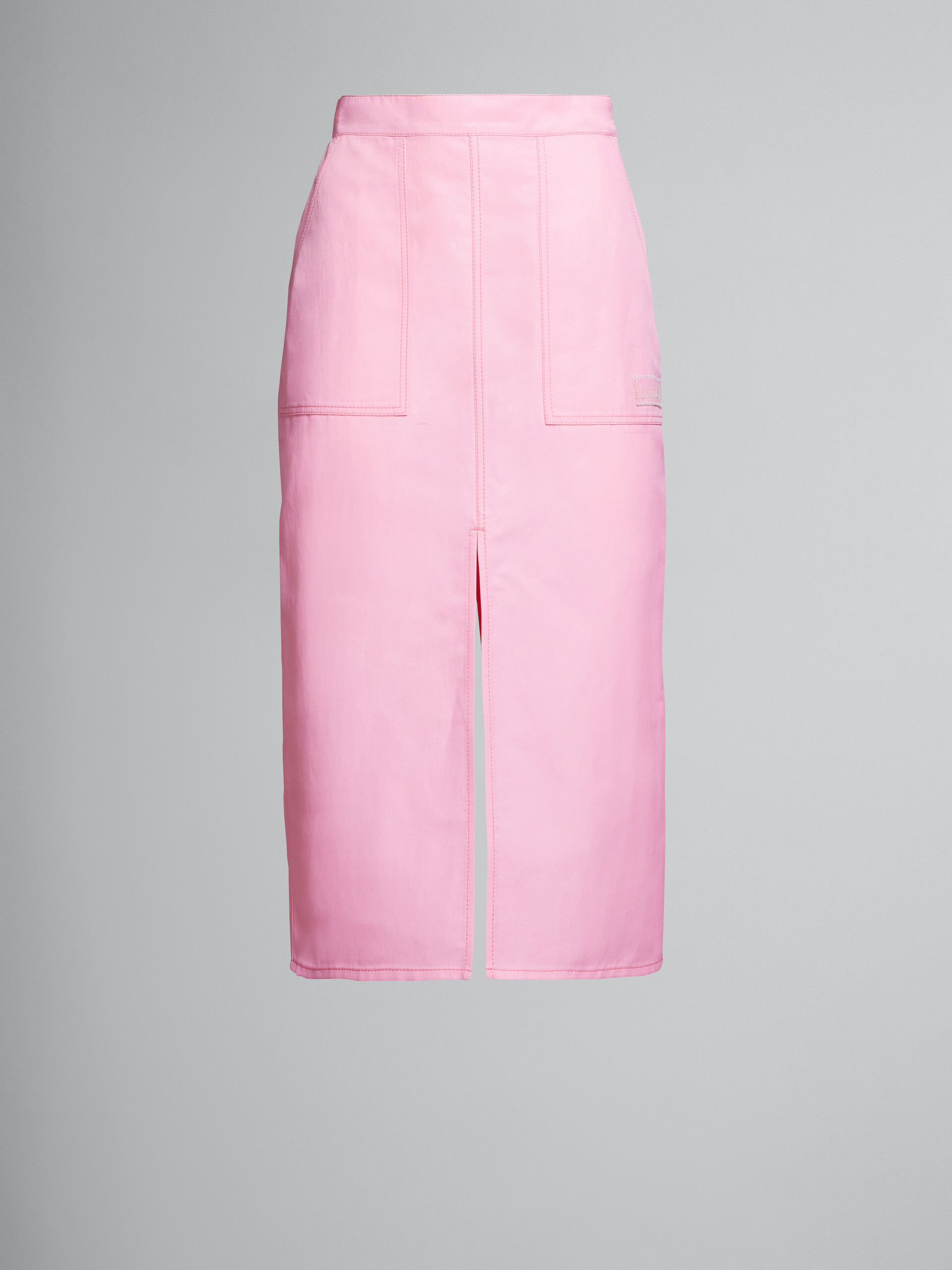 Pink skirt in technical cotton-linen - Skirts - Image 1