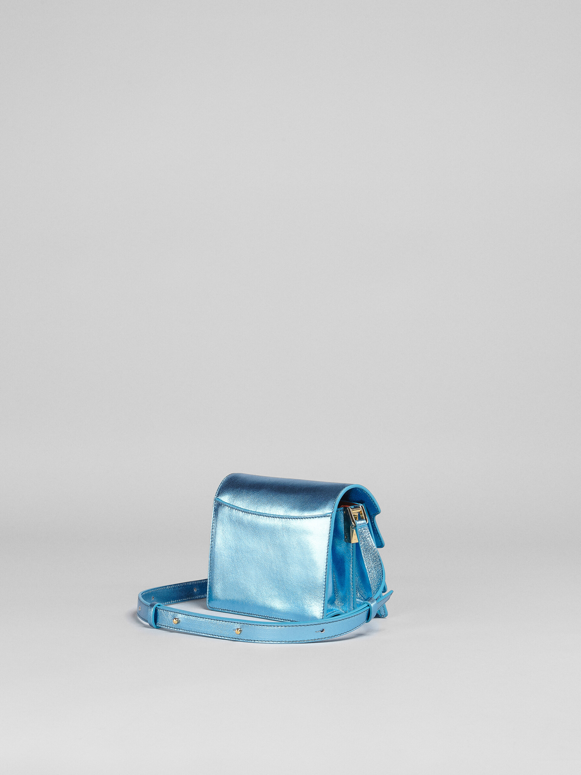 TRUNK SOFT mini bag in blue metallic leather - Shoulder Bags - Image 2