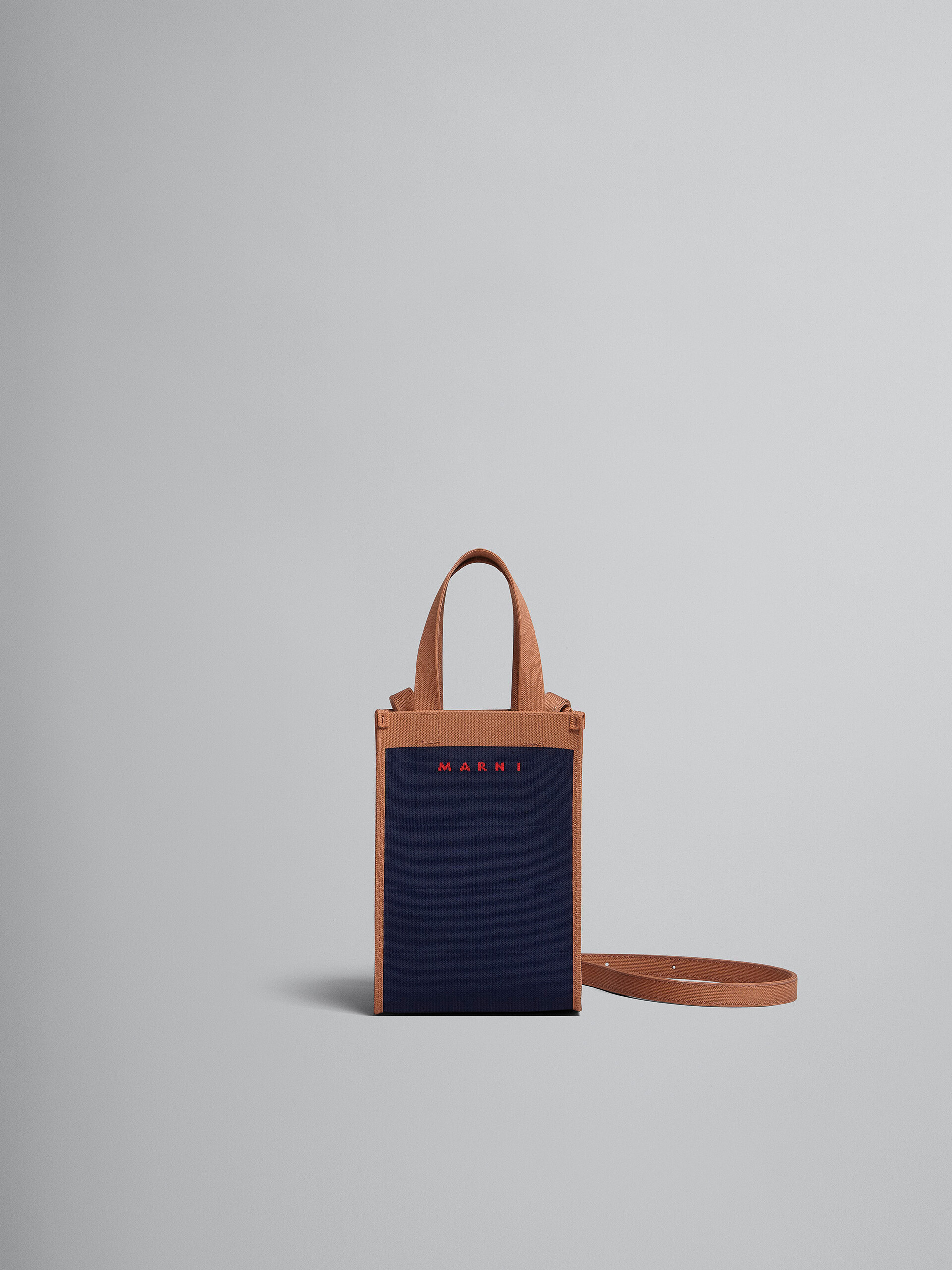 Blue and brown jacquard shoulder bag - Shoulder Bag - Image 1