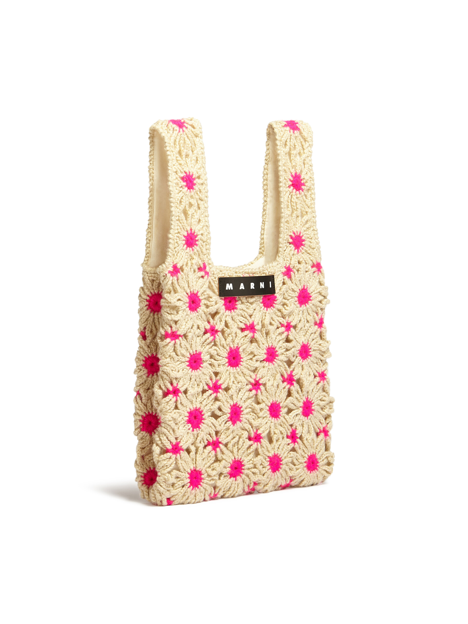 MARNI MARKET FISH bag in pink crochet - Shopping Bags - Image 2