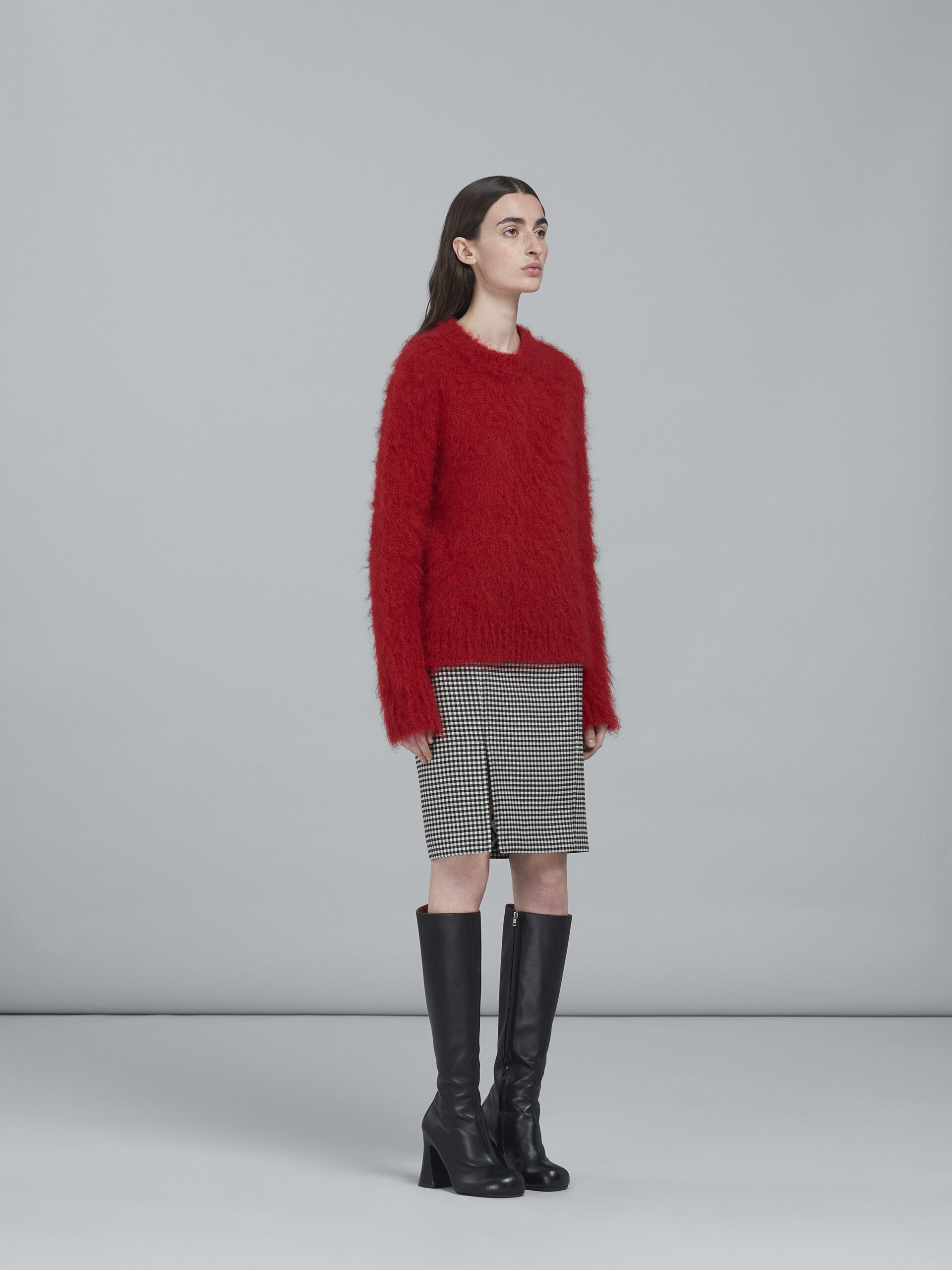 Red mohair and wool crewneck sweater - Pullovers - Image 5