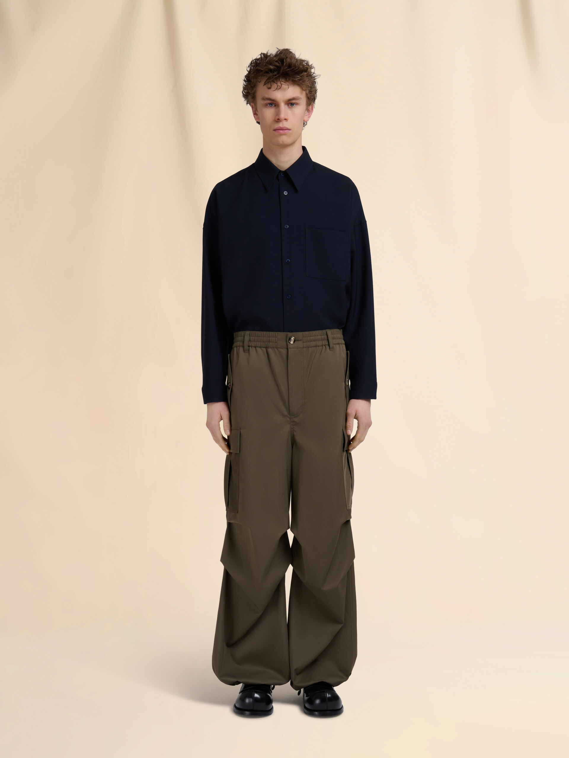 Black water-repellent taffeta cargo pants - Pants - Image 2