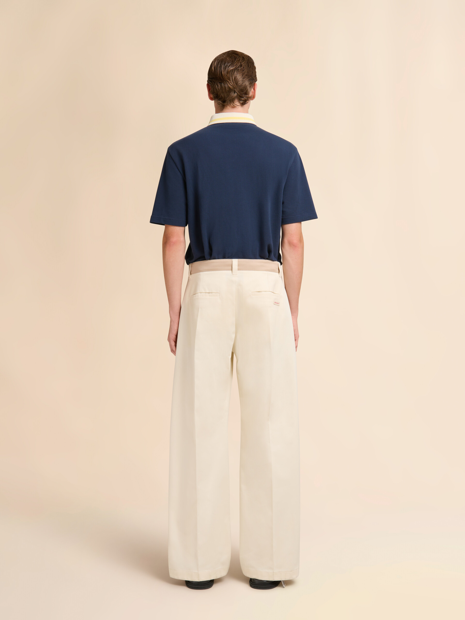 White water-repellent gabardine smart trousers - Pants - Image 3