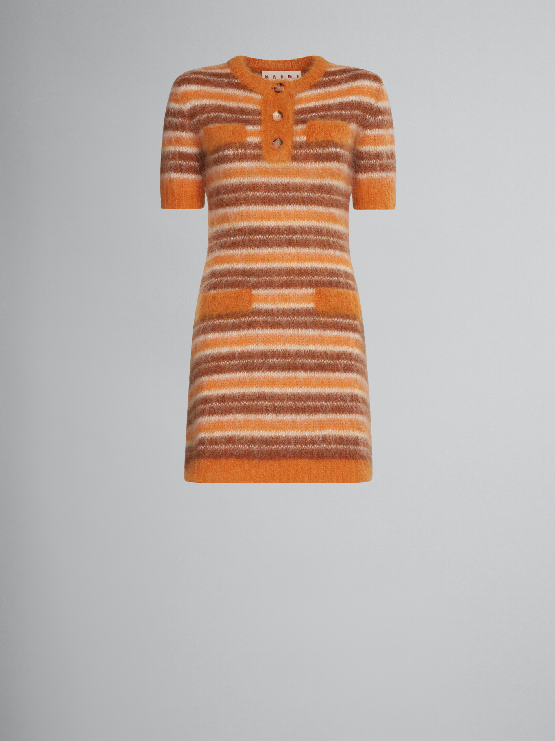 Mohair dress with orange stripes - Dresses - Image 1