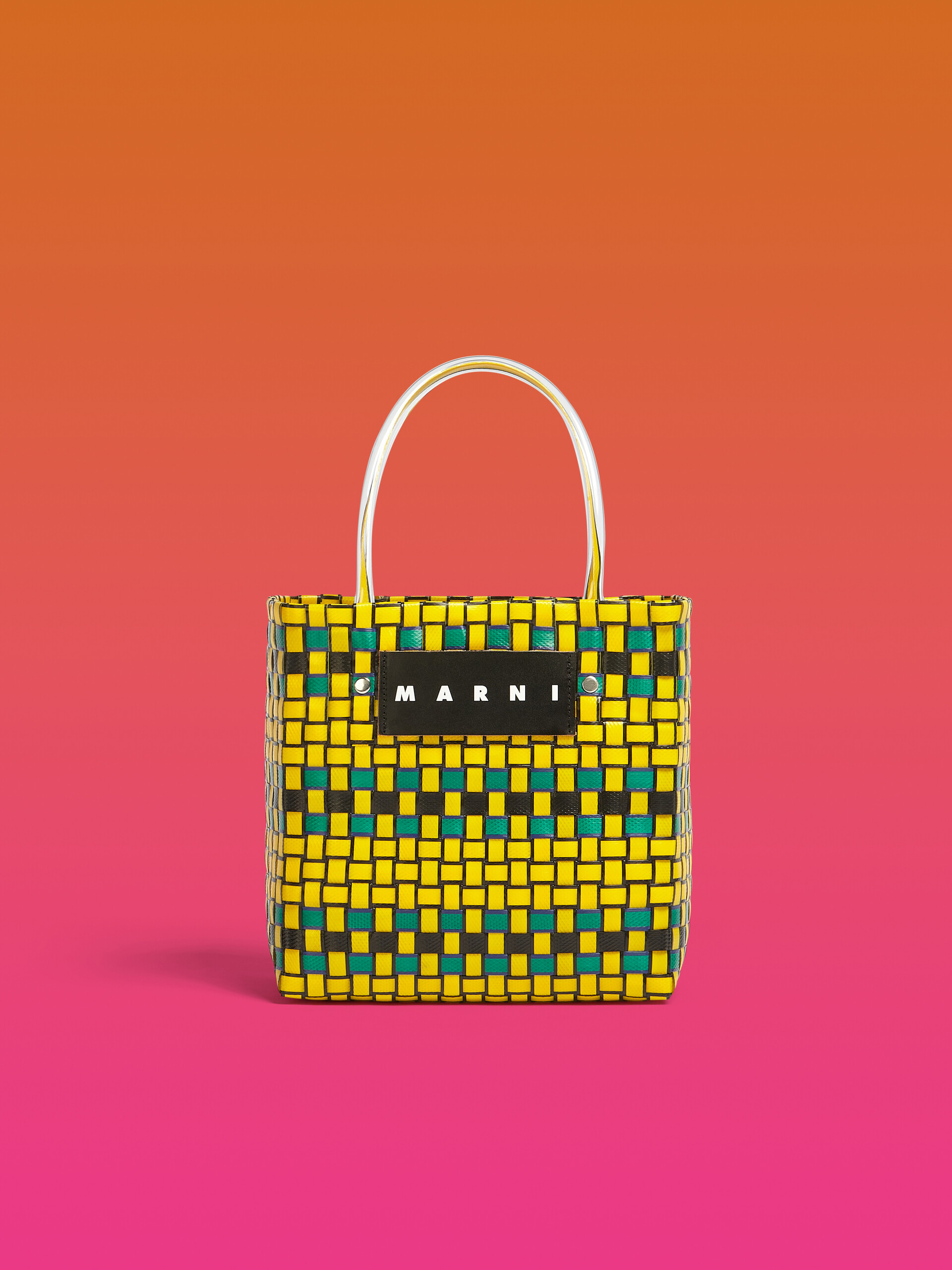 MARNI MARKET BASKET bag in yellow woven material - Shopping Bags - Image 1