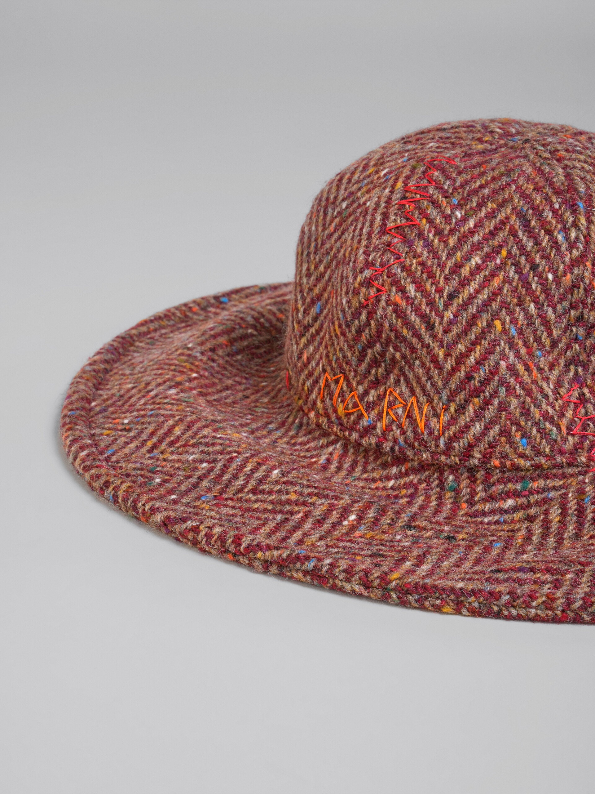 Burgundy chevron wool bucket hat - Hats - Image 4