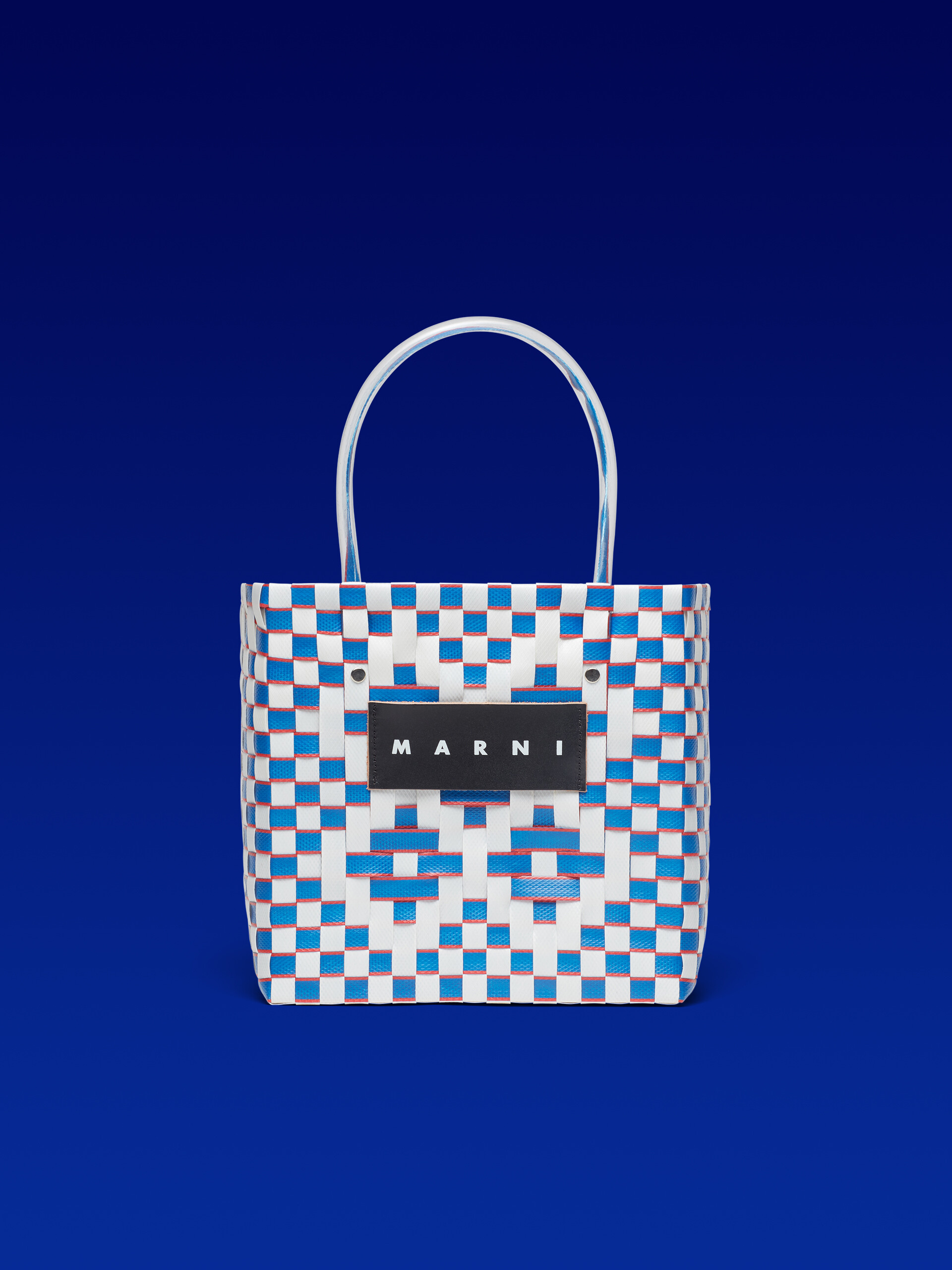 MARNI MARKET BASKET bag in white and pale blue woven material - Bags - Image 1