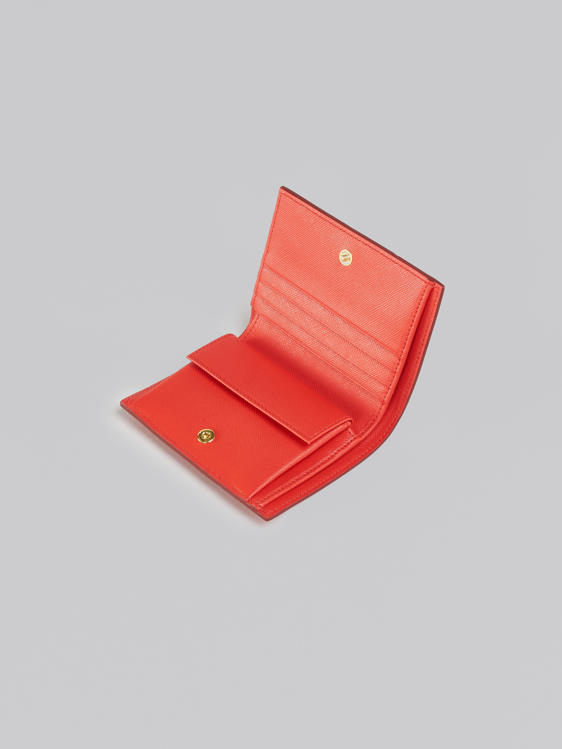 Orange saffiano leather bi-fold wallet - Wallets - Image 4