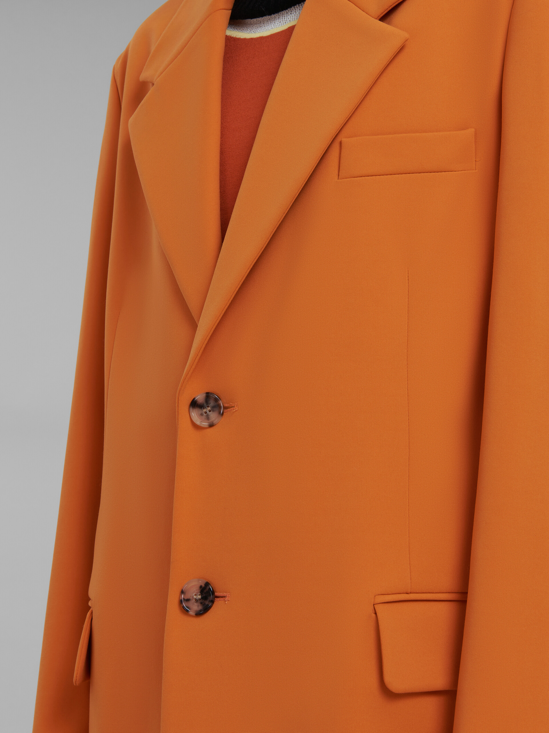 Orange single-breasted jersey coat - Coat - Image 5
