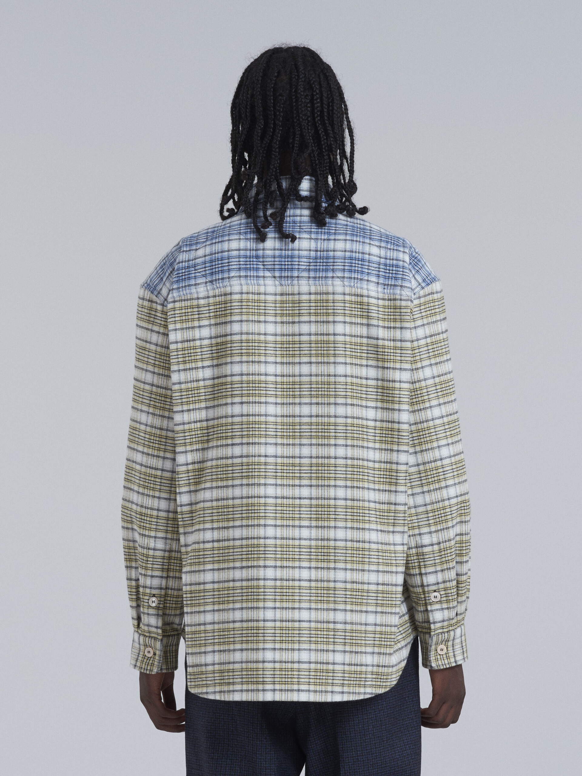 Flannel shirt with colour block check pattern - Shirts - Image 3