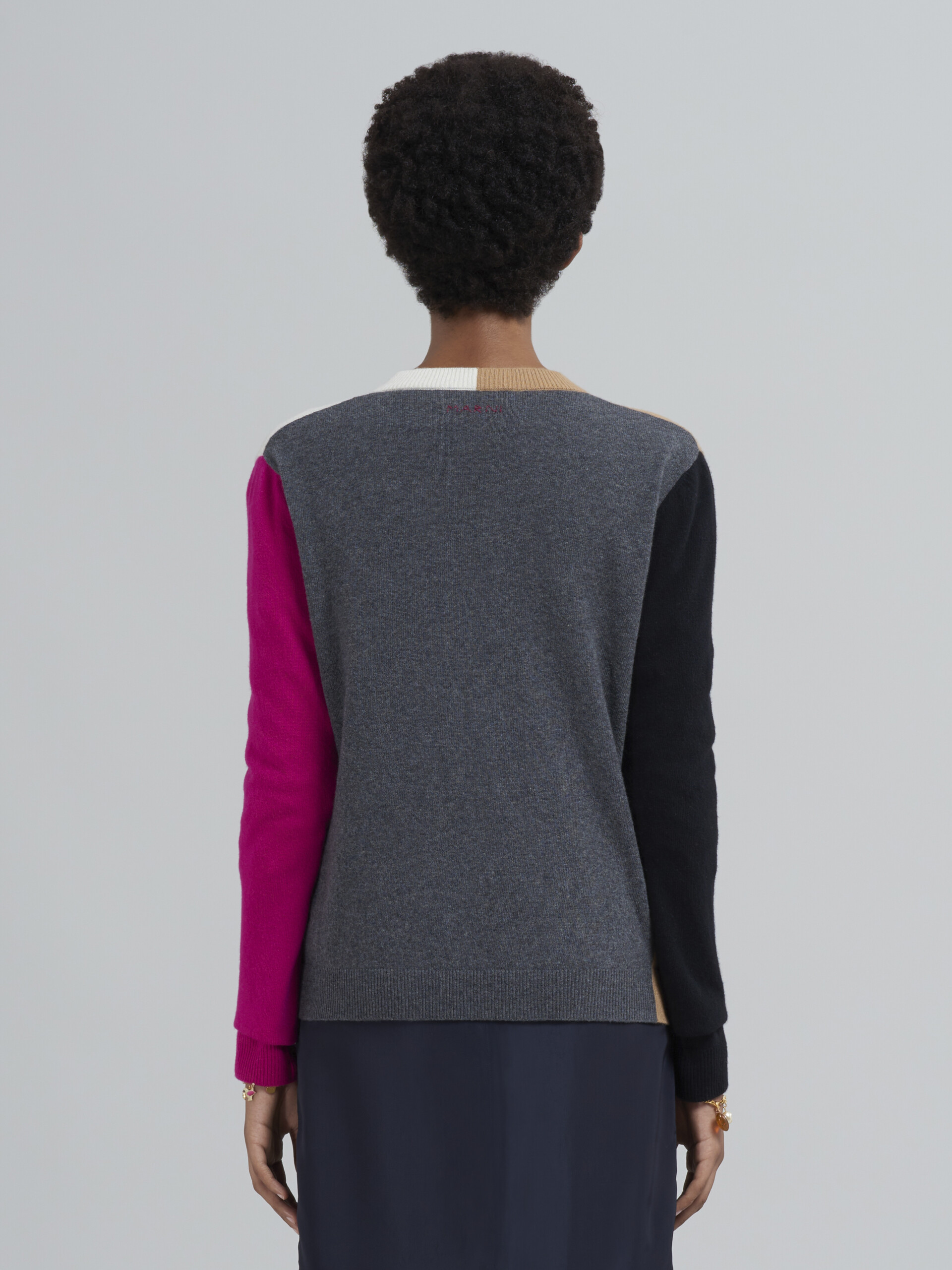 Colourblock wool and cashmere cardigan - Pullovers - Image 3