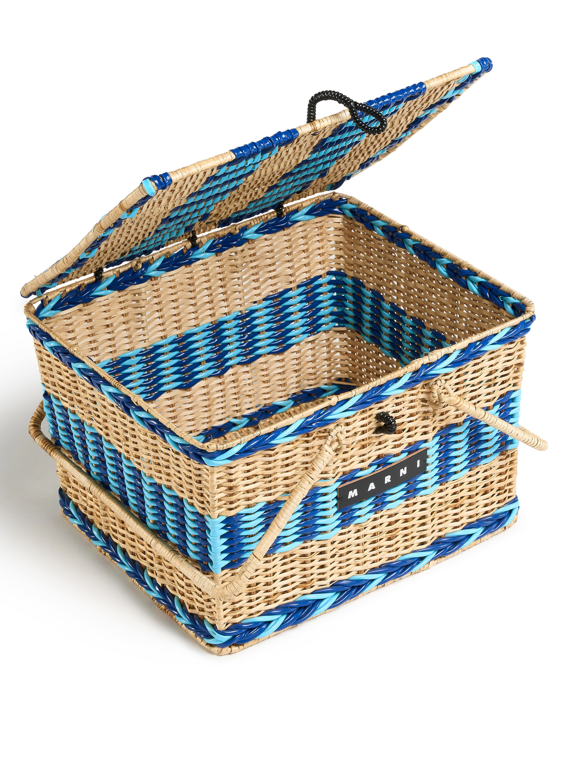 Blue and beige natural fibre MARNI MARKET picnic basket - Accessories - Image 4