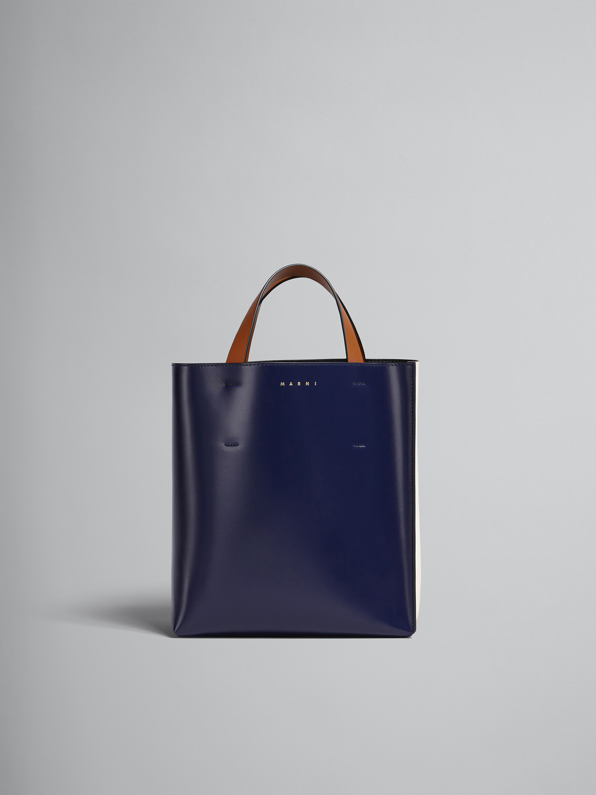 Petit sac MUSEO en cuir bleu et blanc - Sacs cabas - Image 1
