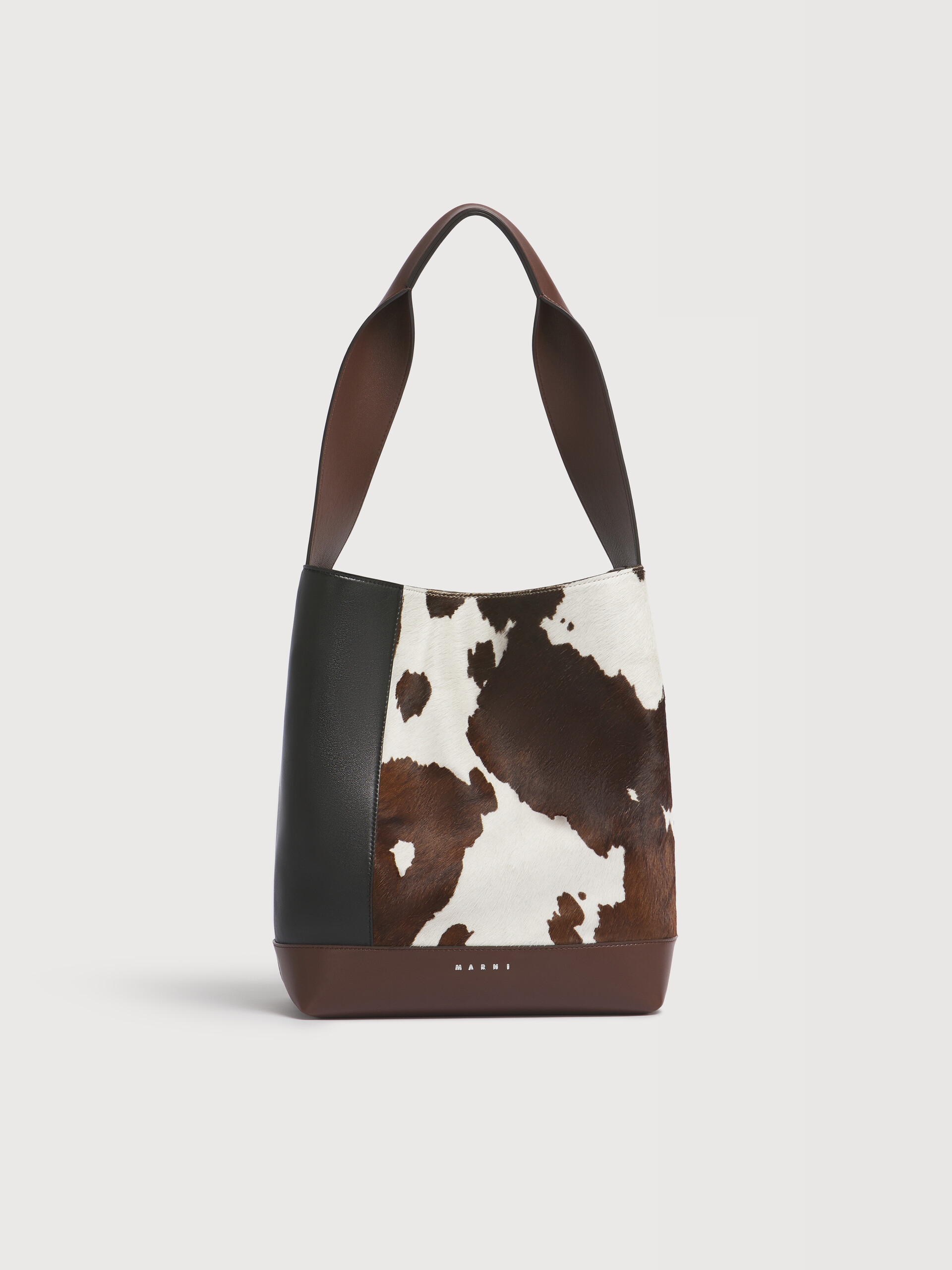 Brown, black and cow-print leather Pod 2.0 bag - Shoulder Bags - Image 1