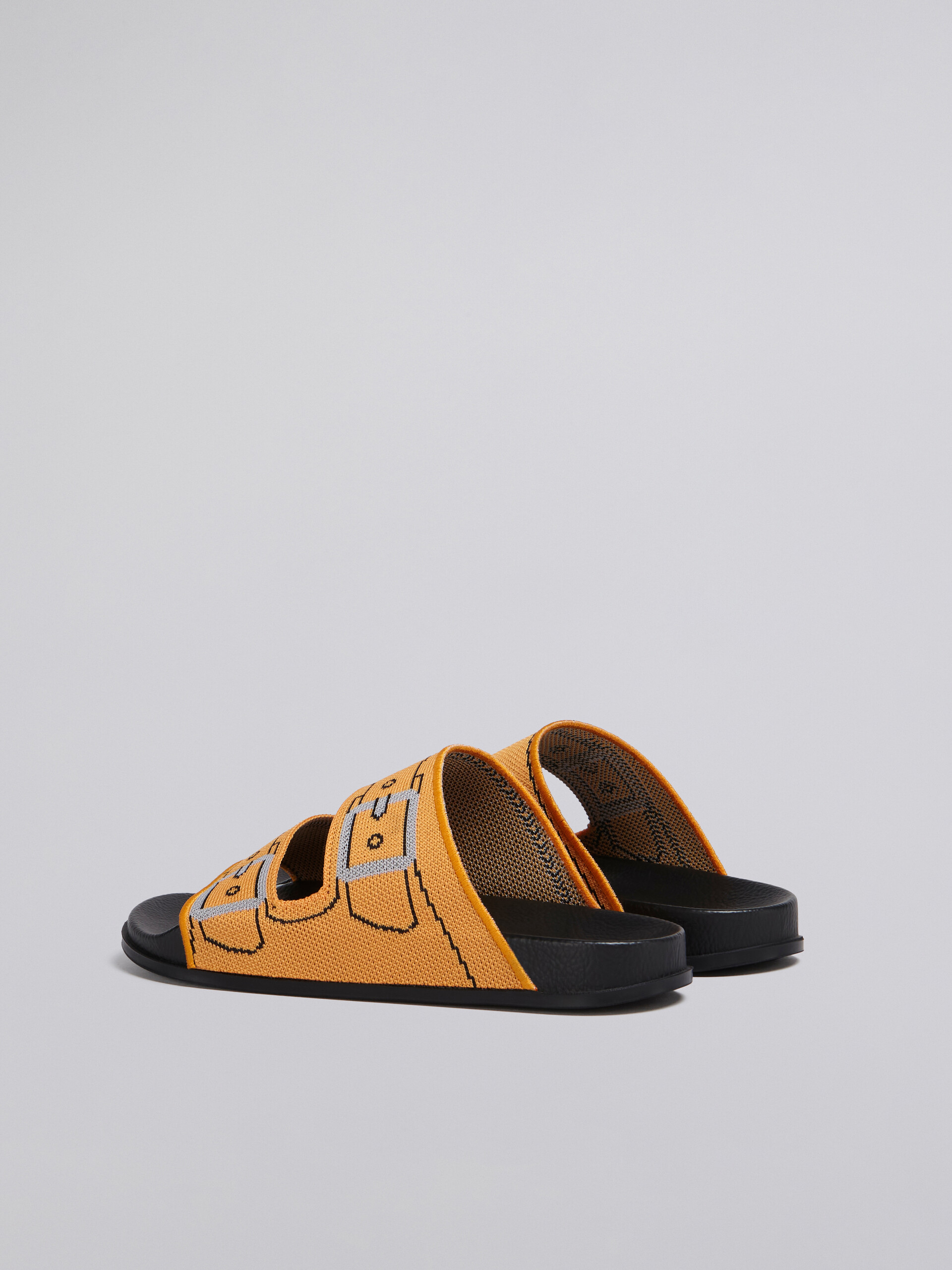 Orange trompe l'œil jacquard two-strap slide - Sandals - Image 3